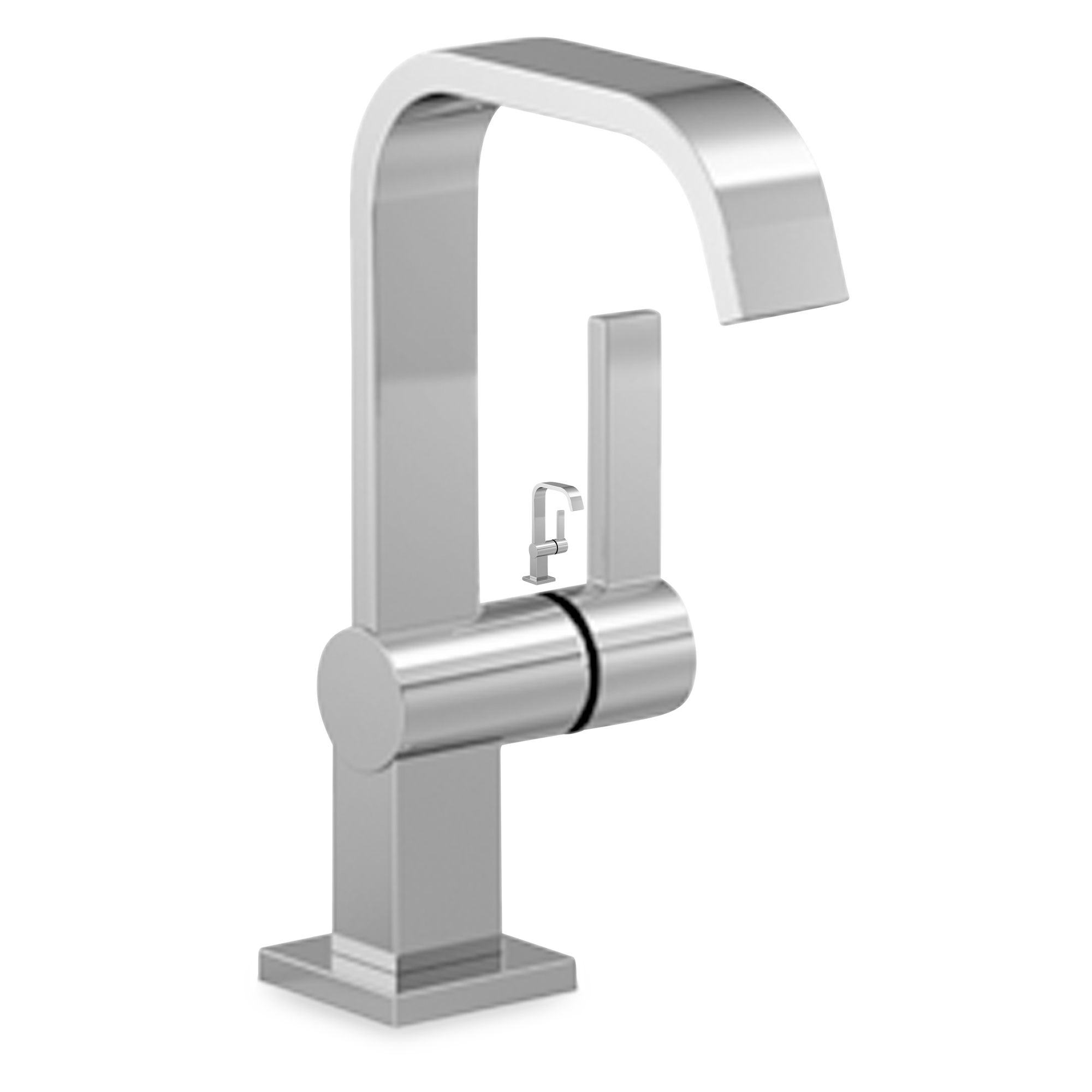 A sleek and structurally defined faucet to elevate any modern kitchen décor.