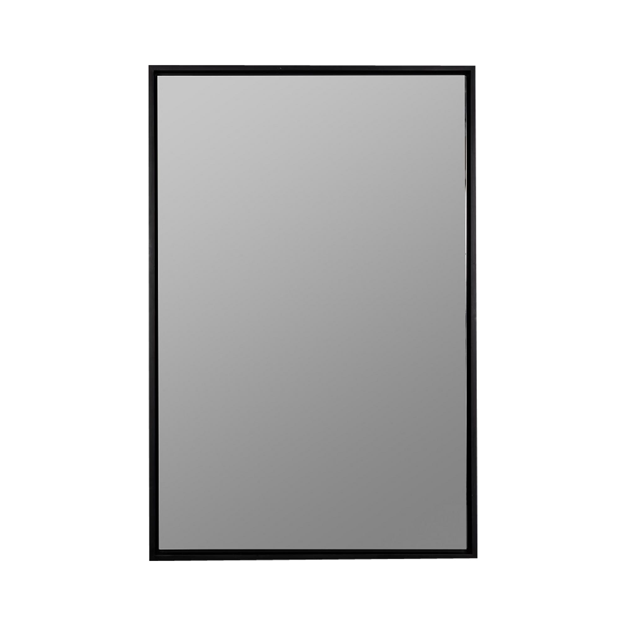 This classic mirror is framed with a matte black trim and can be hung both ways.