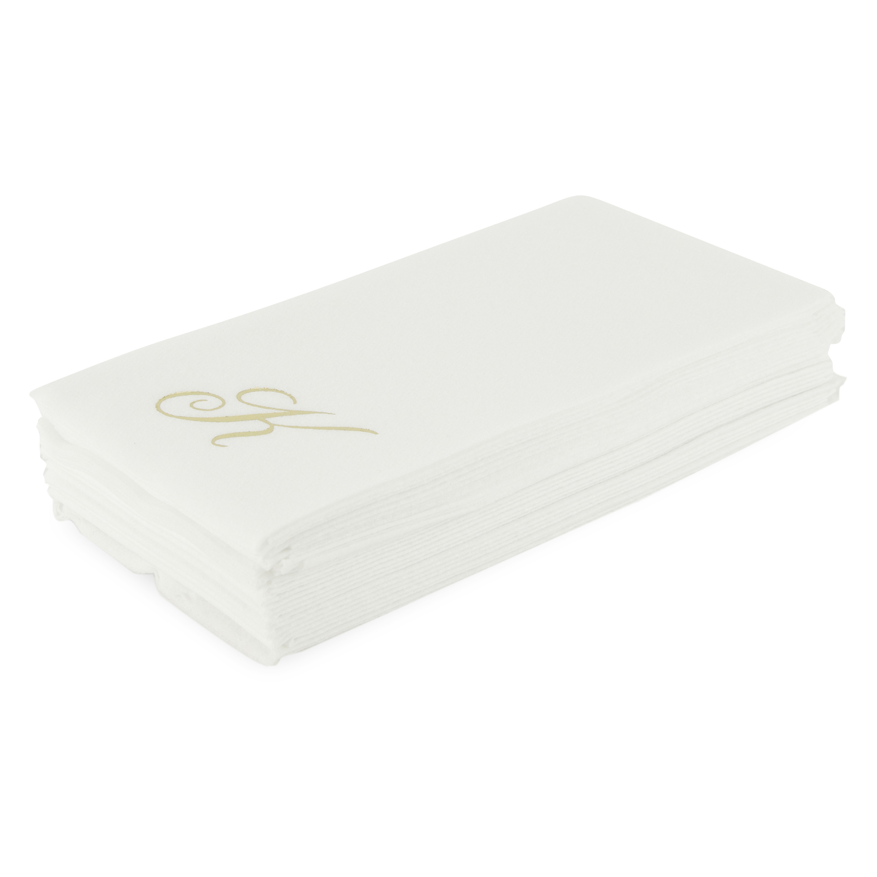 Customized guest towels that are made of paper but feel like fabric.