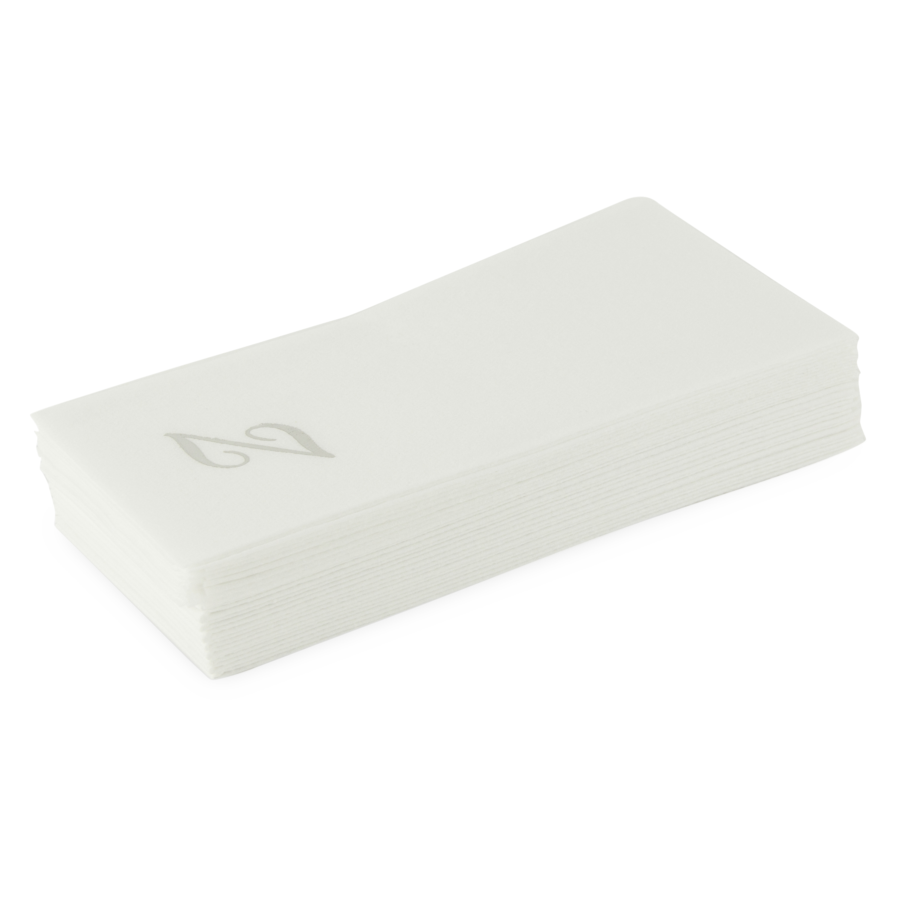 Customized guest towels that are made of paper that feels like fabric.