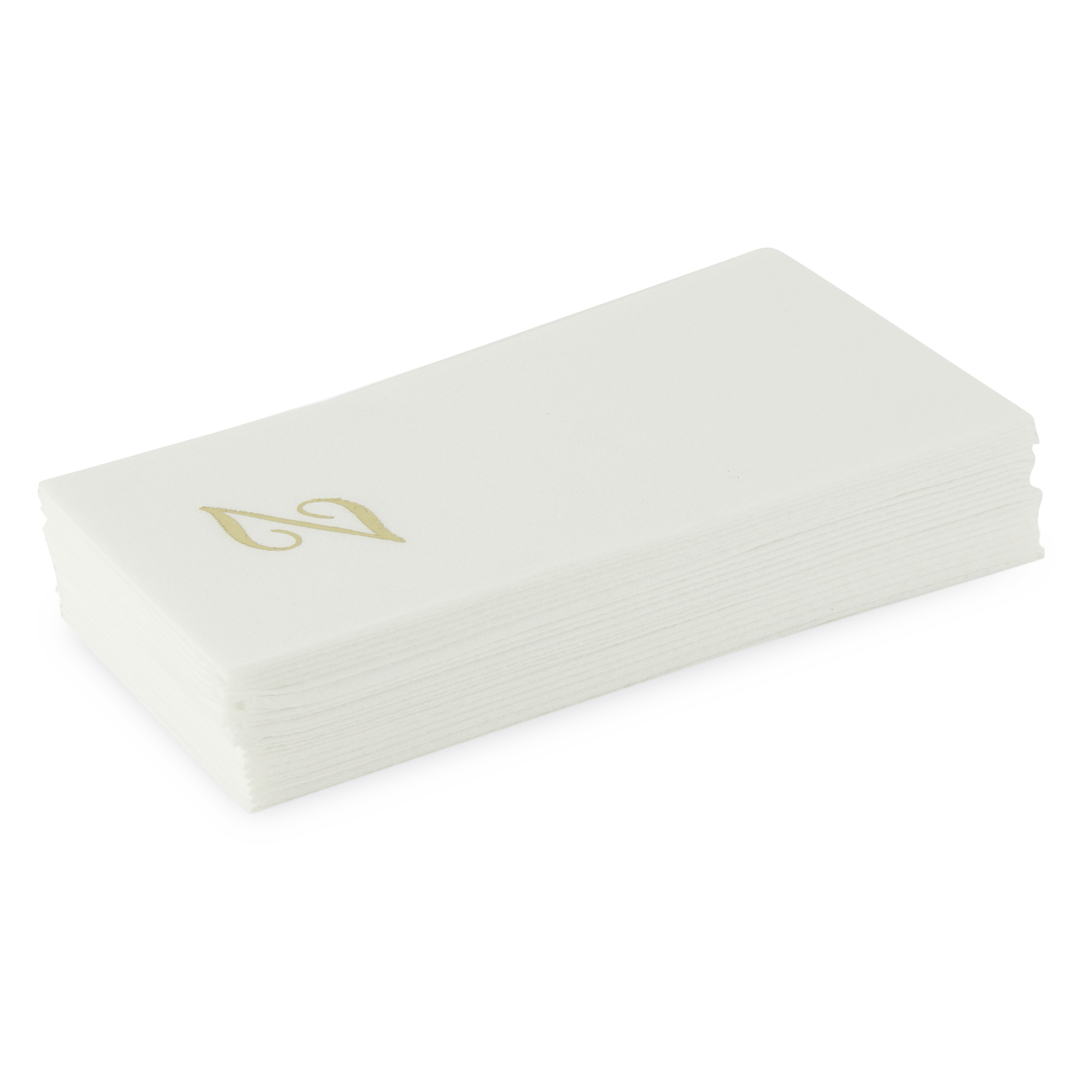 Customized guest towels that are made of paper but feel like fabric.