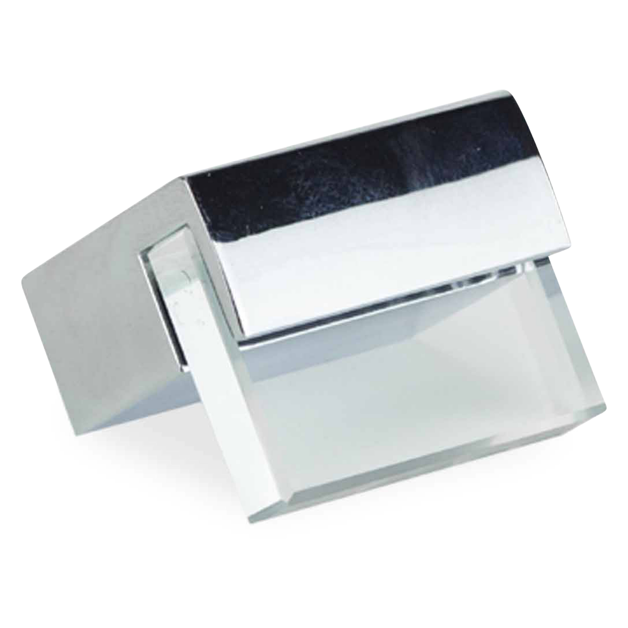 The Aeorlin Knob features a modern look, made of acrylic with chrome accents.