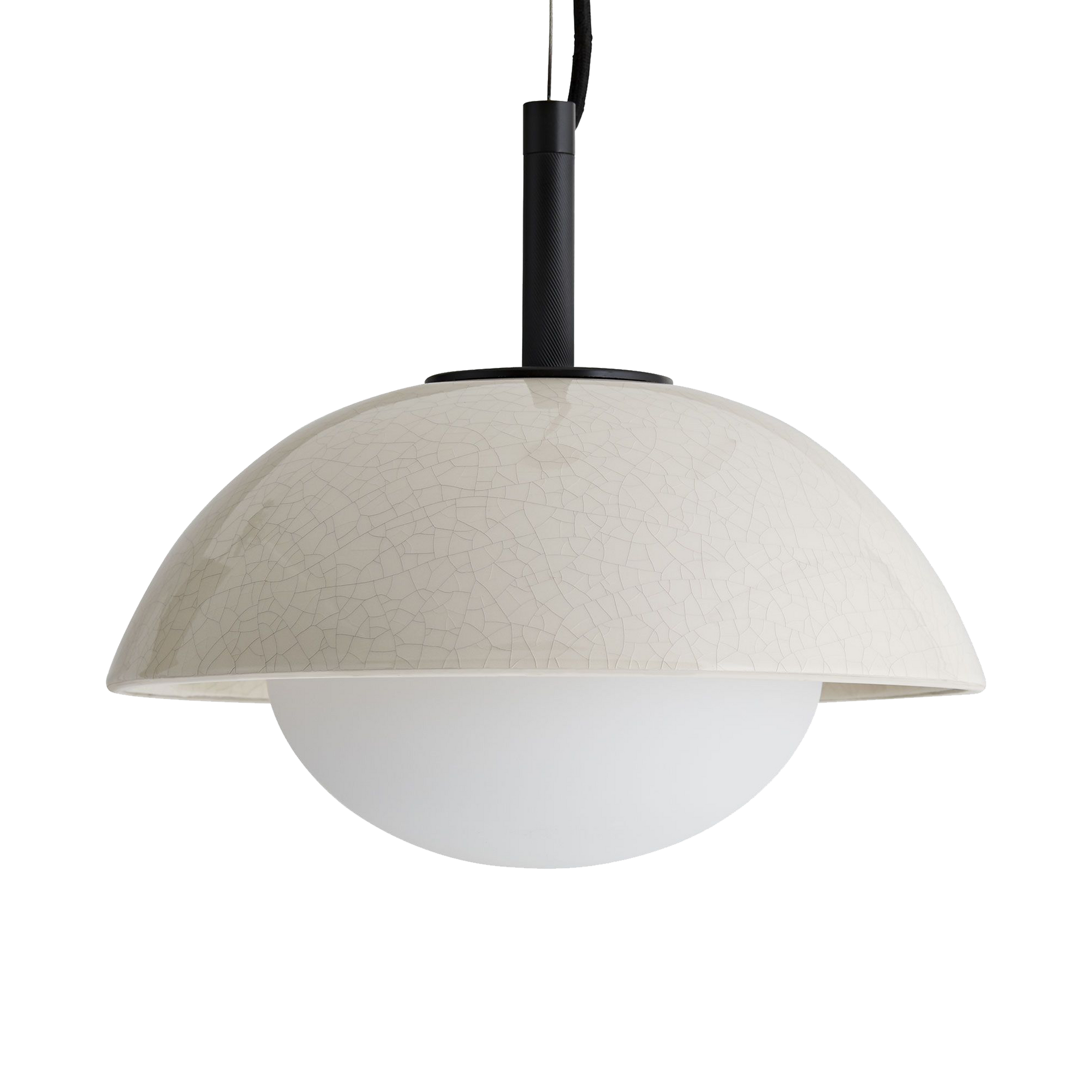 An ultra-versatile pendant that offers dynamic contrast through modern and seemingly handcrafted materials, light and dark hues and thoughtful detailing.