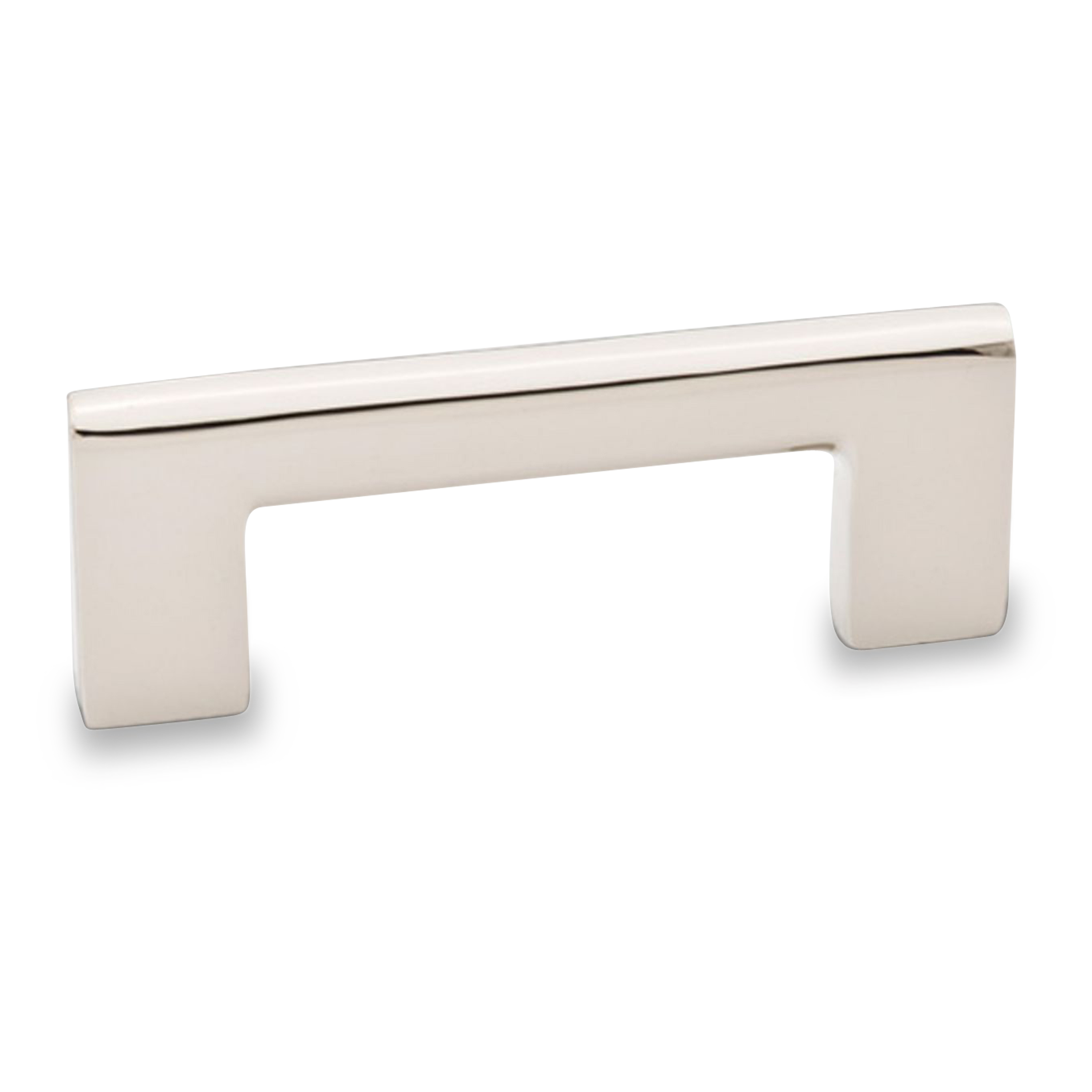 A sleek and modern pull with square corners.