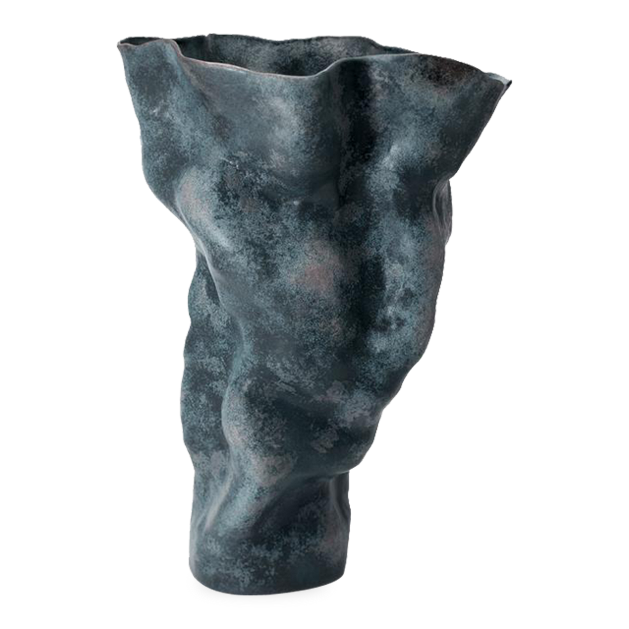 Avaricious in size and focusing on brilliantly unique forms, the Timna Vase features a midnight blue porcelain body with an ancient feel - inspired by the mineral tones of the eart