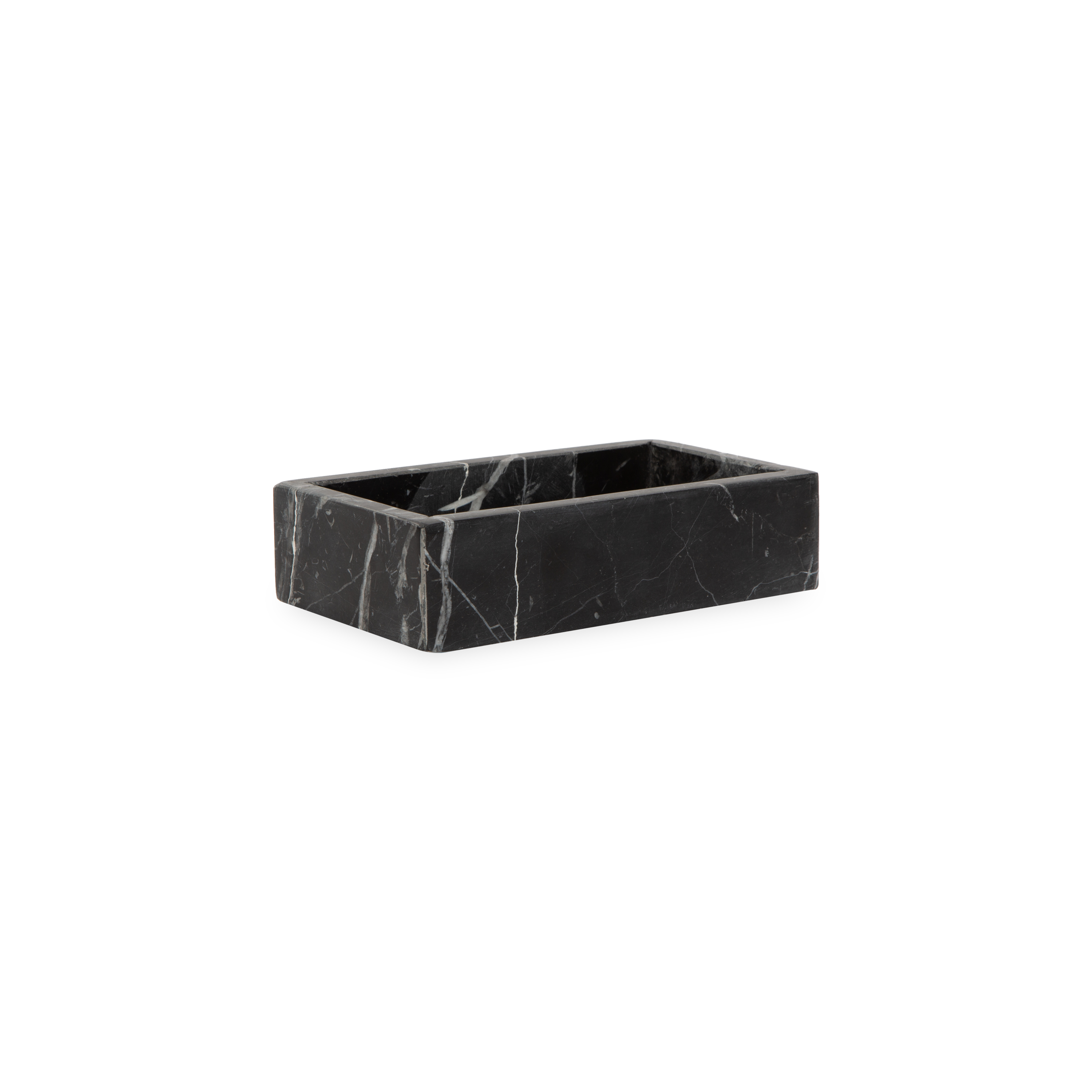 Beautifully handcrafted by skilled artisans, the Marble Collection accessories are made from black marble with natural white veins.