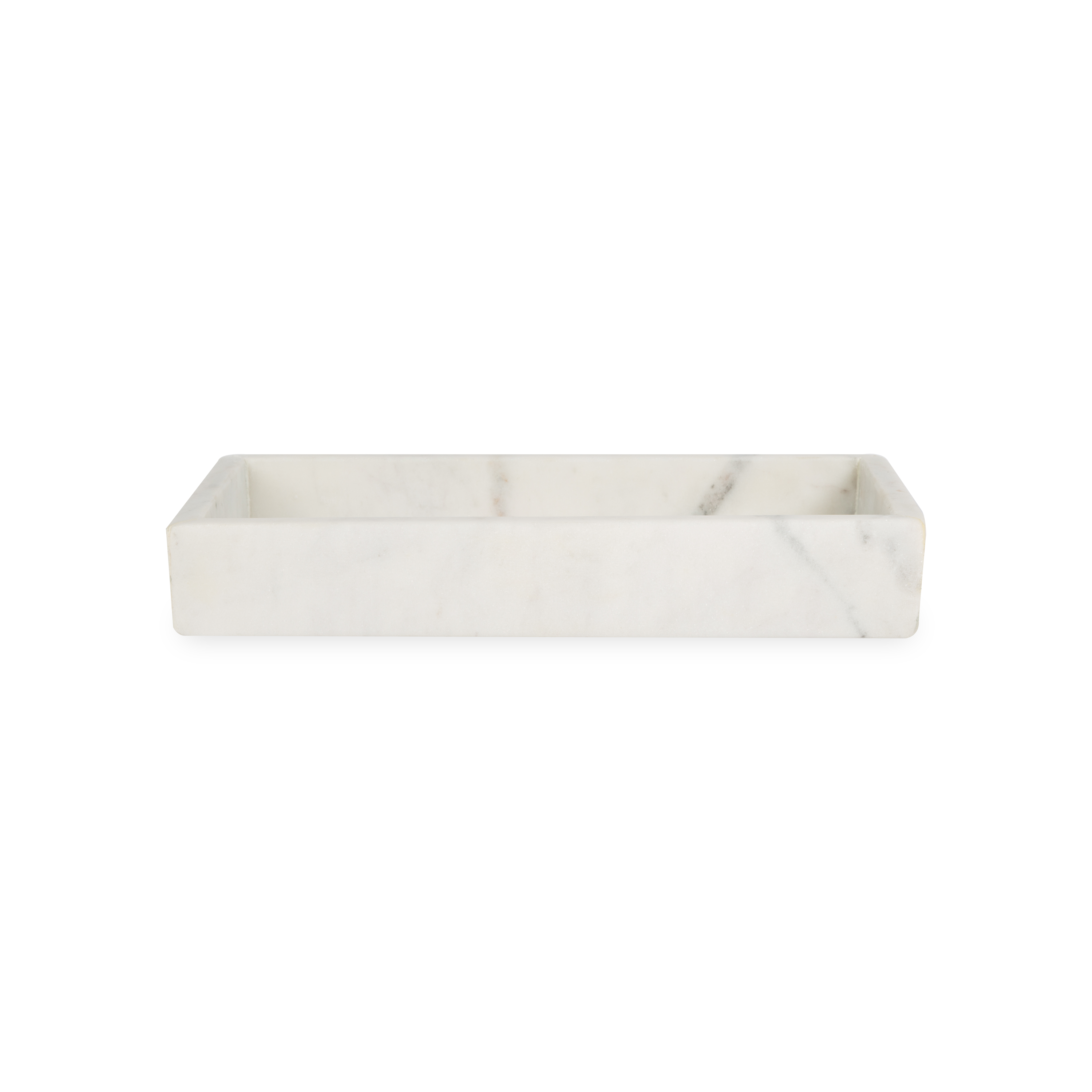 A collection of solid marble countertop pieces with a matte finish.