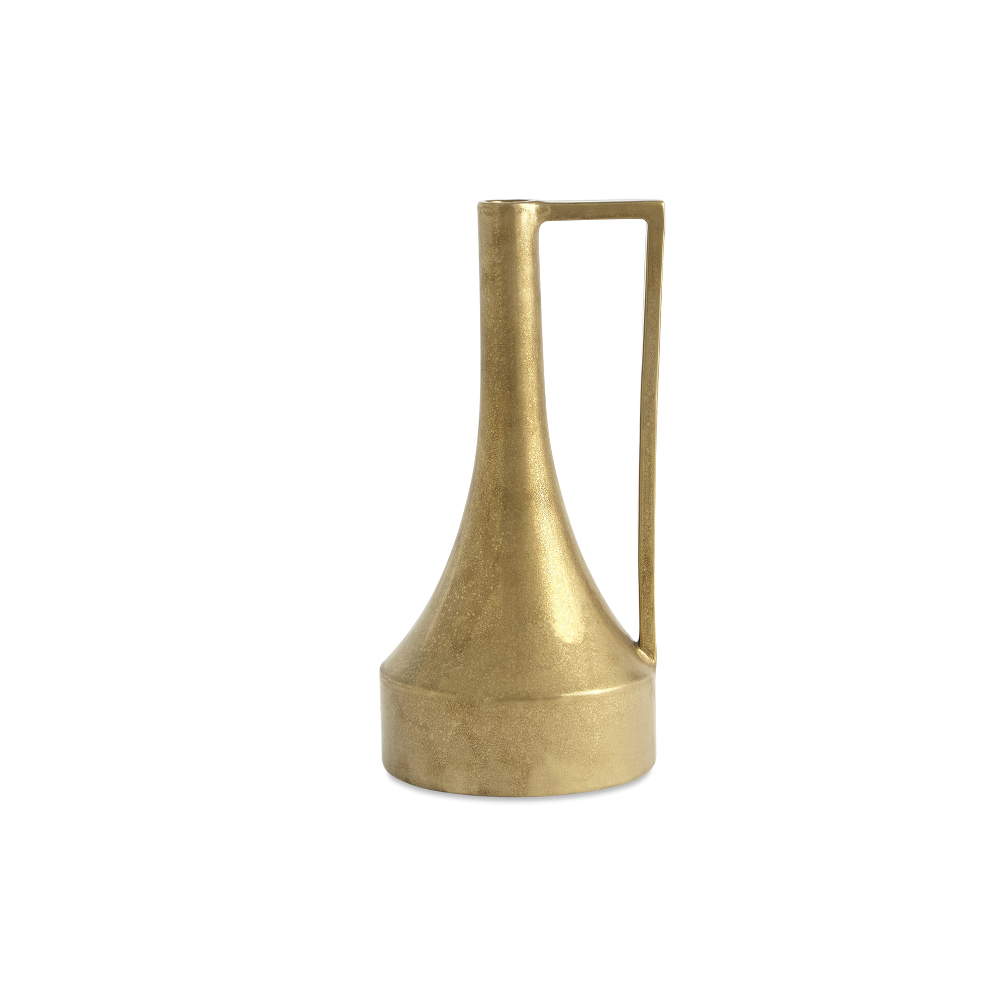 Reminiscent of Roman amphoras used to transport water, The Long Neck Handle Vase is ceramic with a mould-formed base and a hand-applied handle.