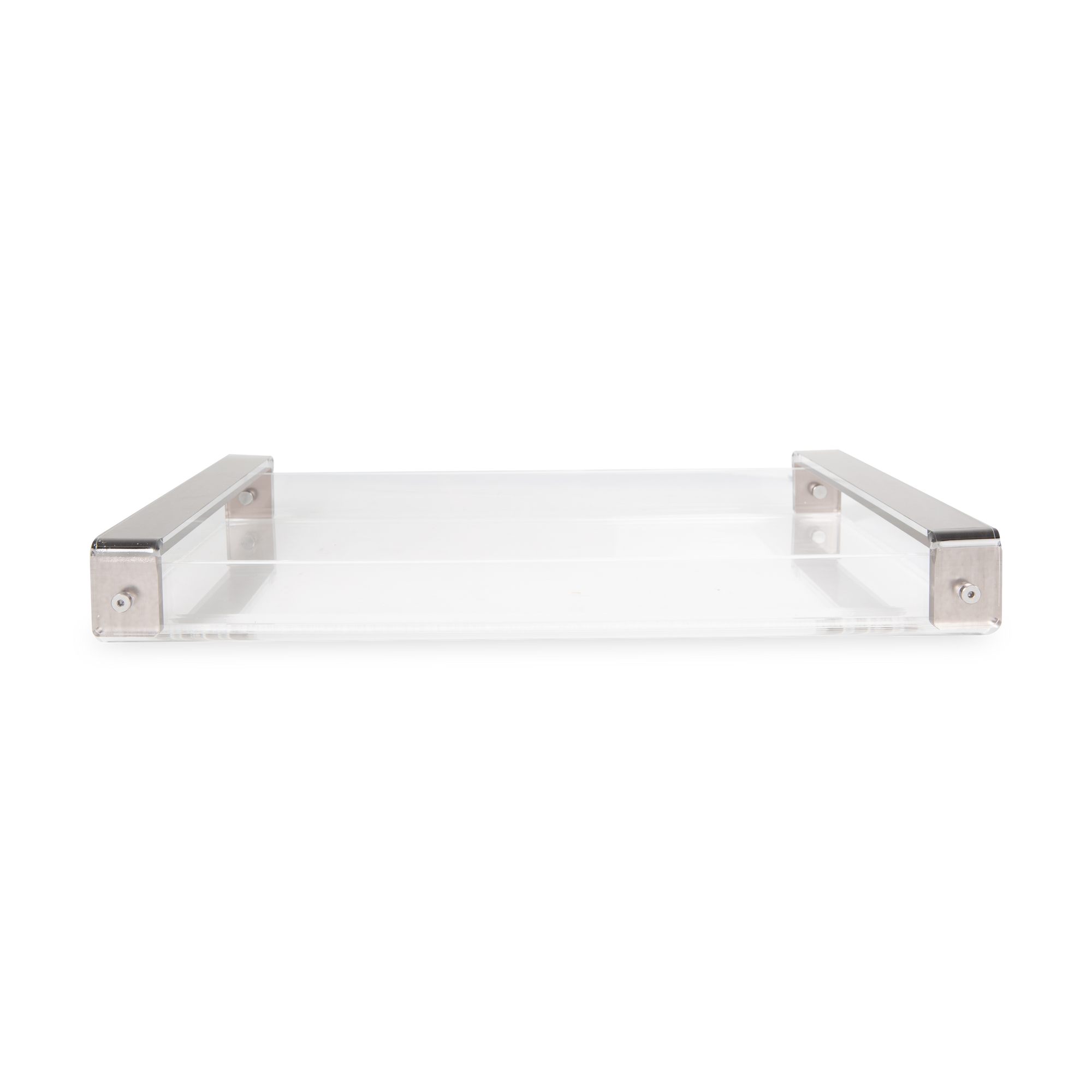 The Louis Acrylic Tray features silver handles and clear acrylic giving this tray a home on any large coffee table.