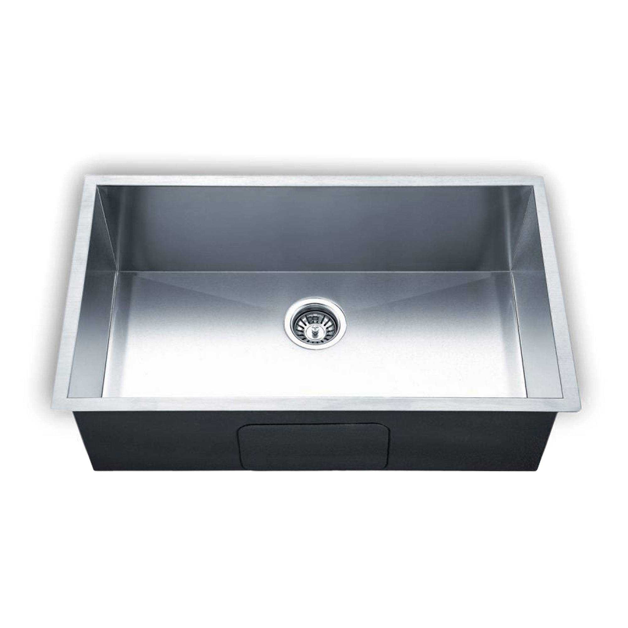 A seamless, contemporary, stainless steel single kitchen single sink for under mount application.