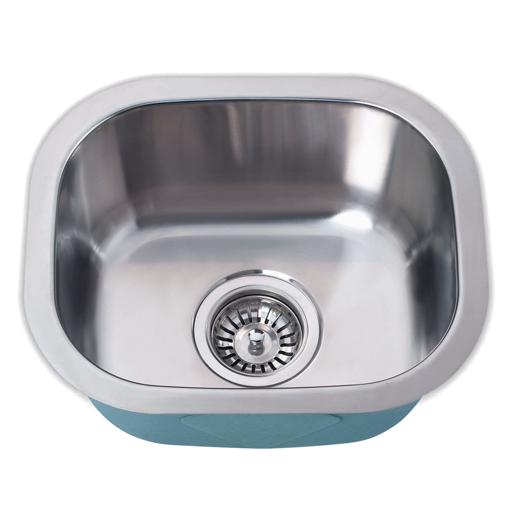 A seamless, contemporary, stainless steel kitchen sink for under mount application.