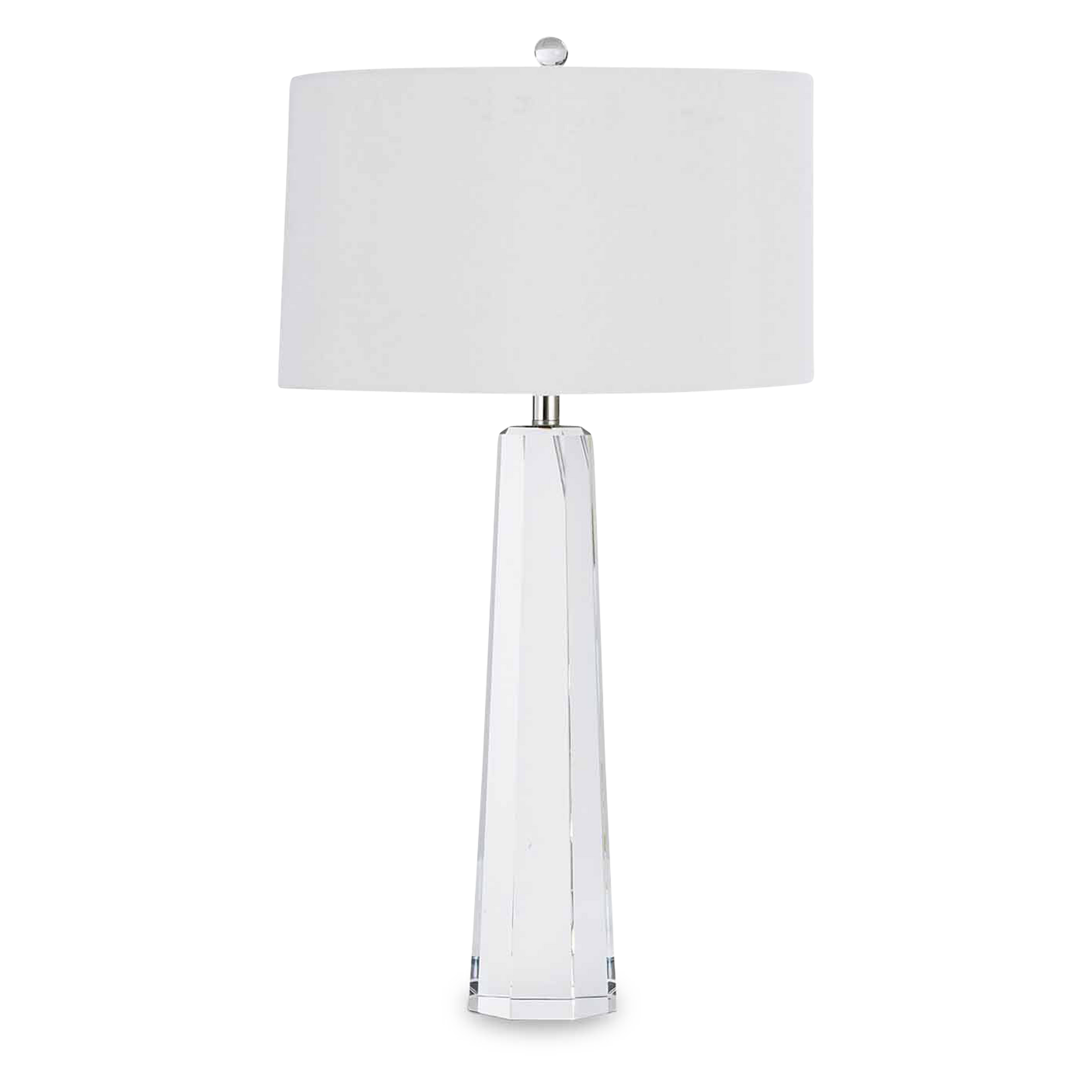 Contemporary style is redefined in this minimalist table lamp with a slim and tapered crystal base.