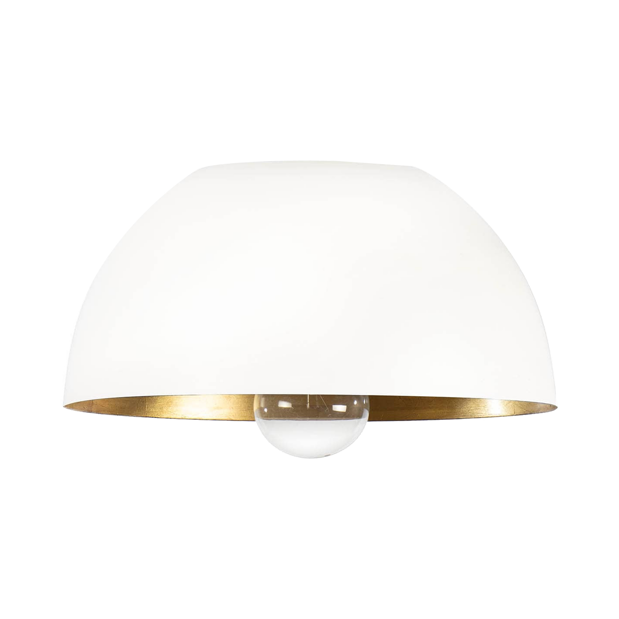 This flush mount light features a simple domed shade brings sleek minimalistic appeal.