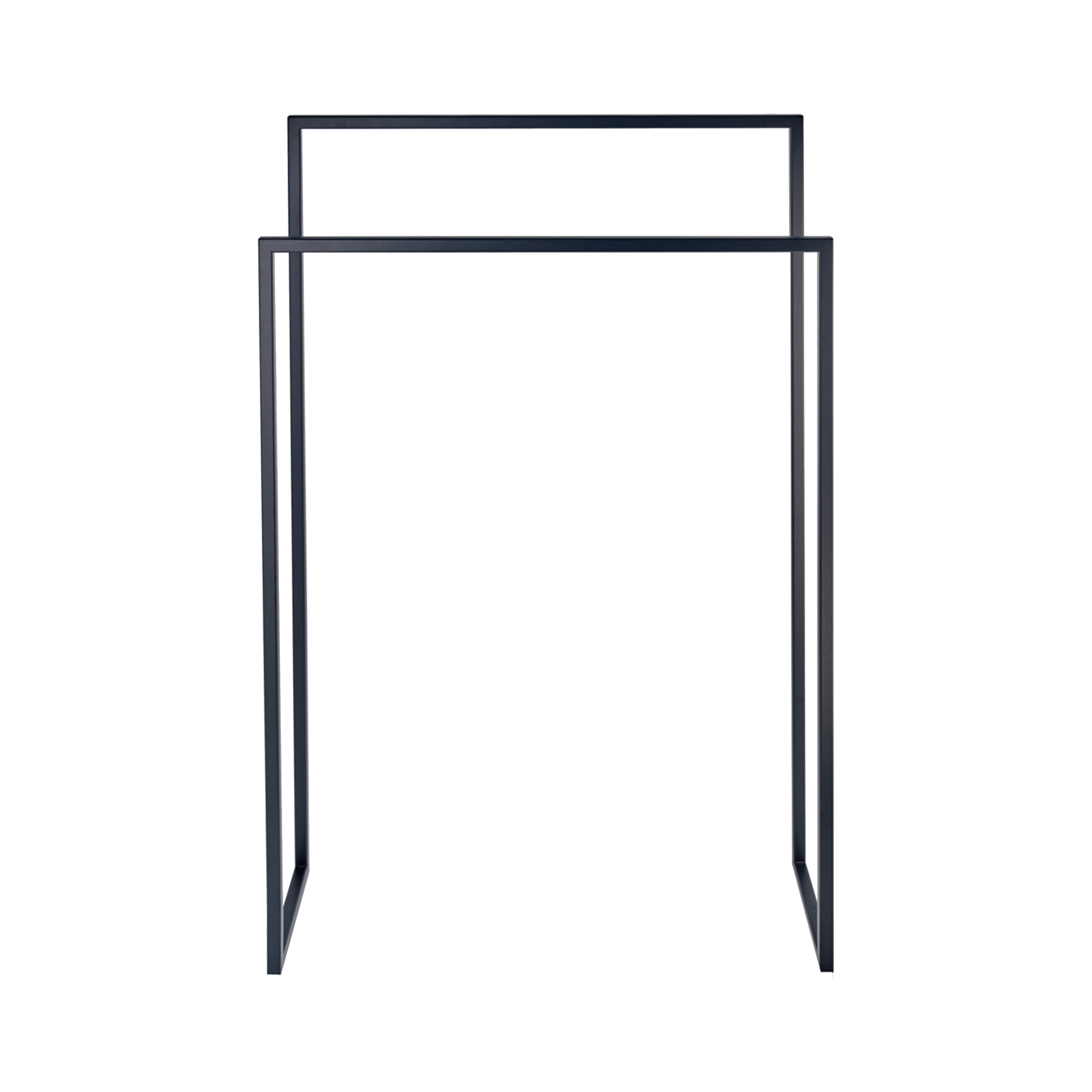 Finished in a matte black tone, this stylish free standing towel stand can hold multiple towels in your bathroom.