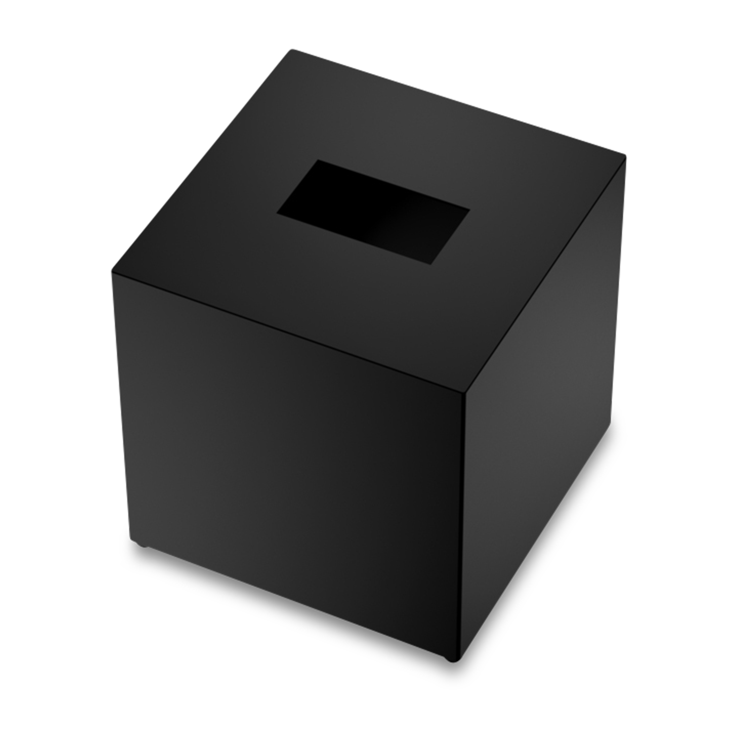 An elegant tissue box featured in matte black.