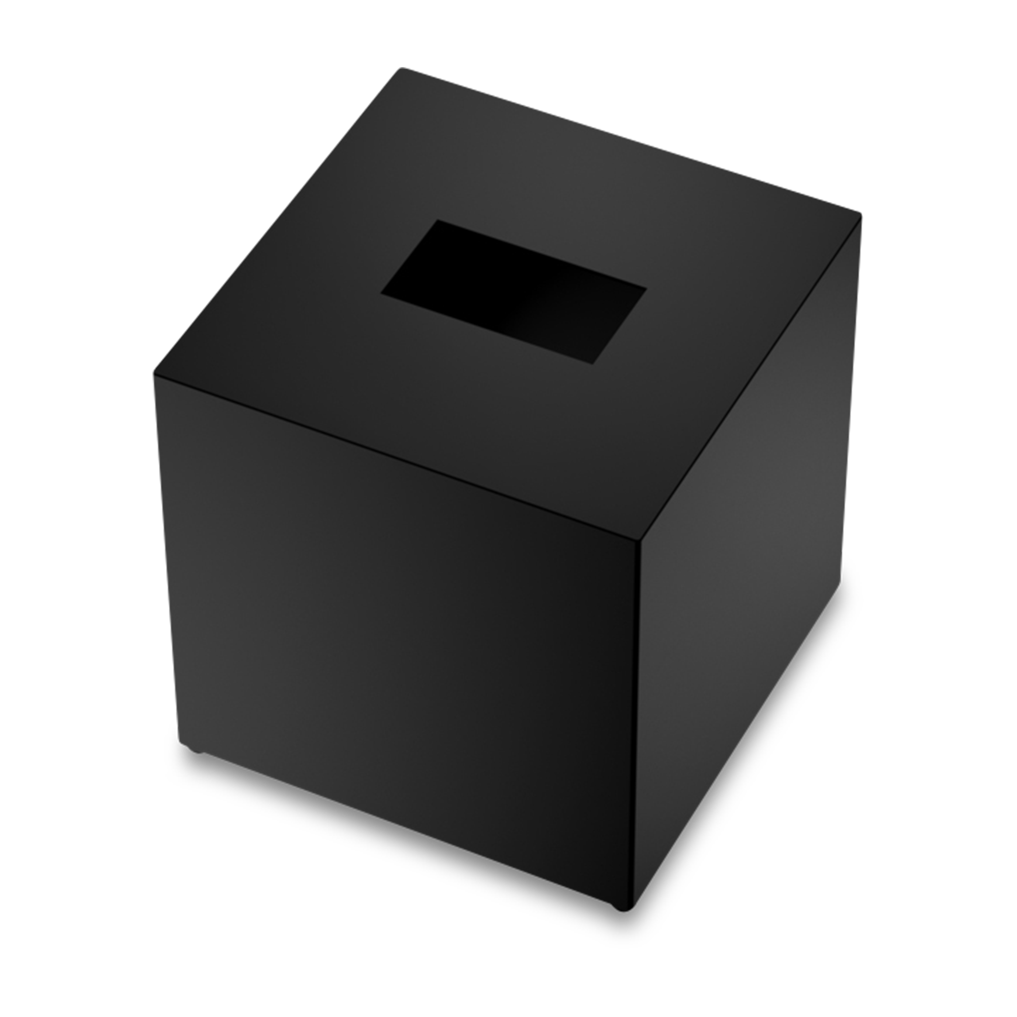 An elegant tissue box featured in matte black.