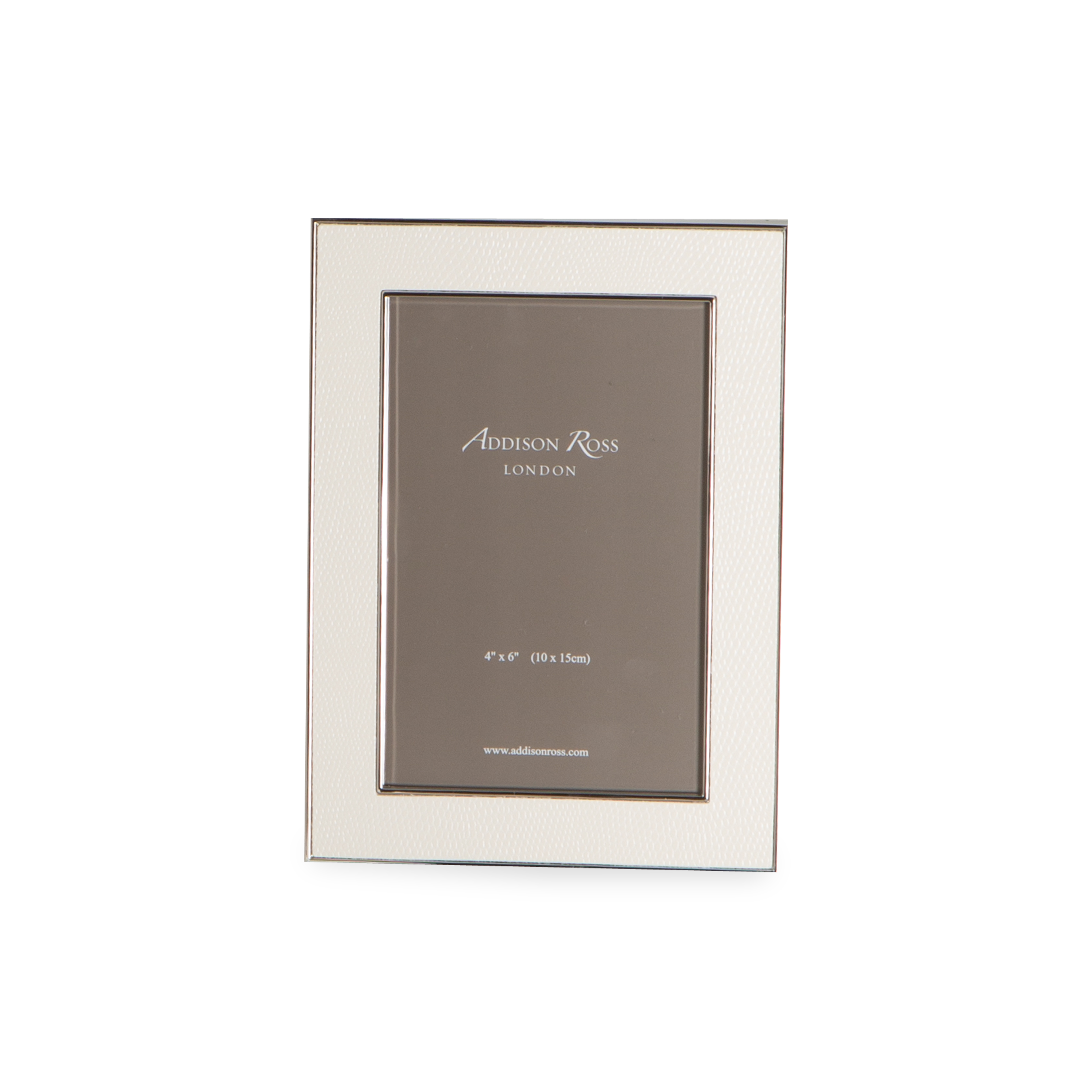 Bold and unique, this picture frame is made with faux white snake skin and silver and is backed with luxury velvet.