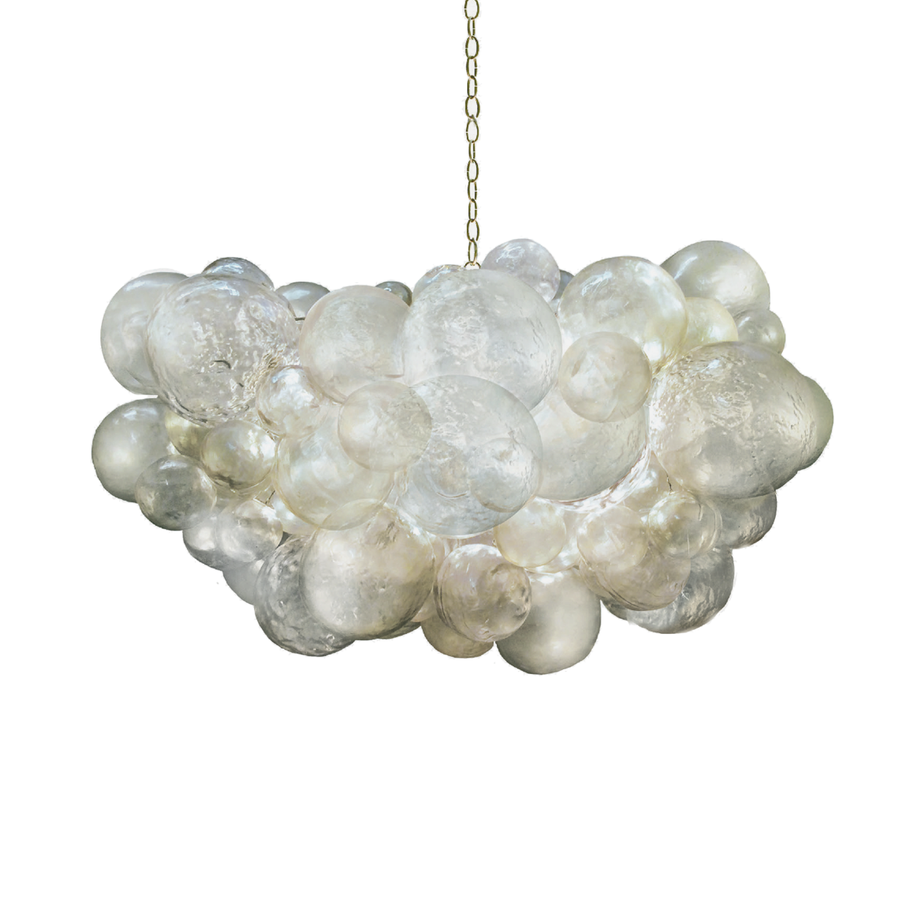 The Muriel Cloud Chandelier features cast resin bubble creating a whimsical floating light.