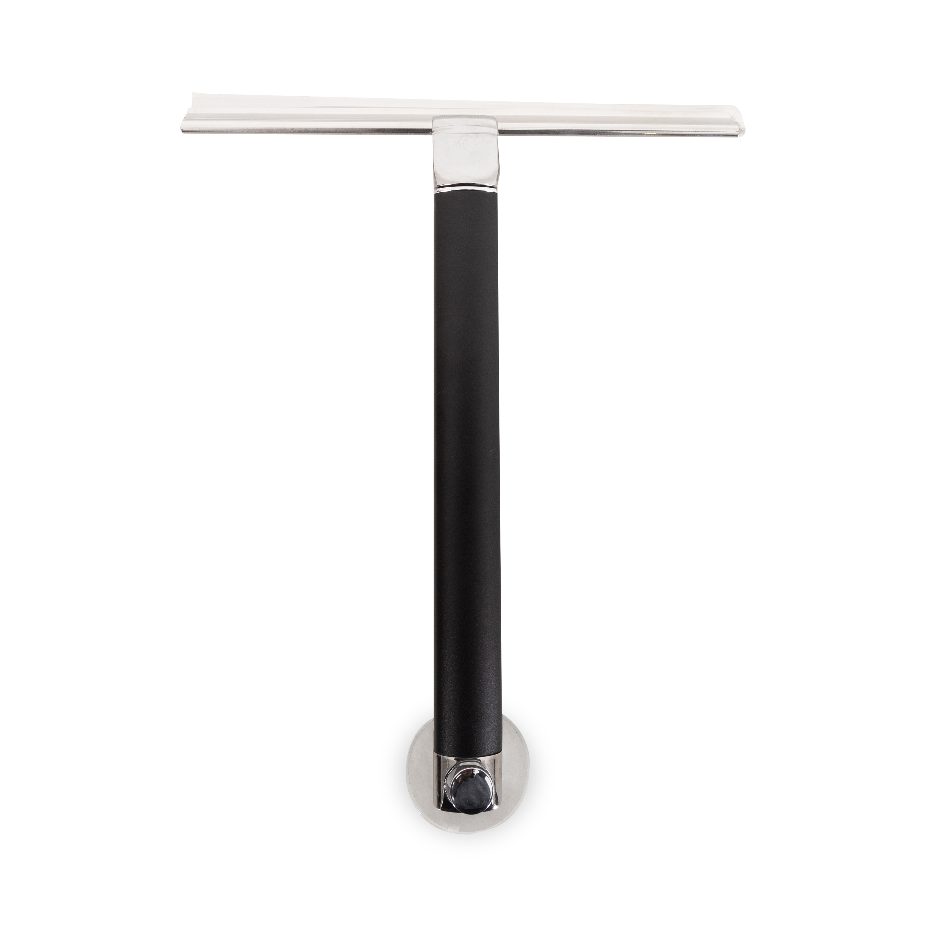 Ergonomically curved handle extends squeegee to 18" for hard to reach shower doors and enclosures.