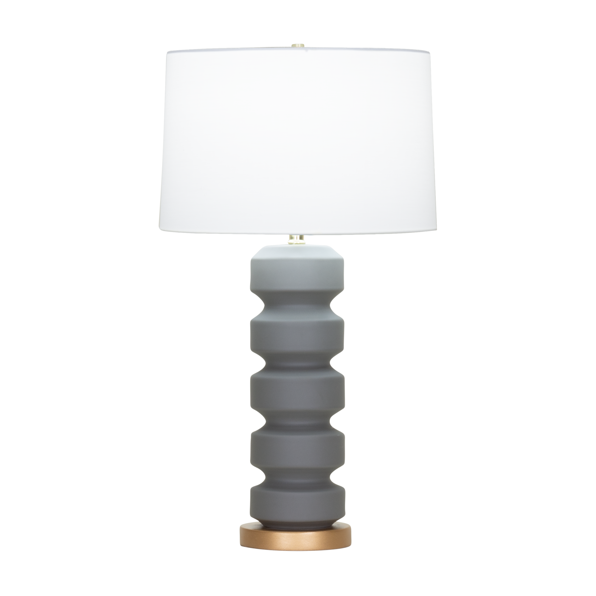 Finished in a matte charcoal grey, our Quarrel Table Lamp features a slim ceramic column with a geometric form for a refined take on industrial design.