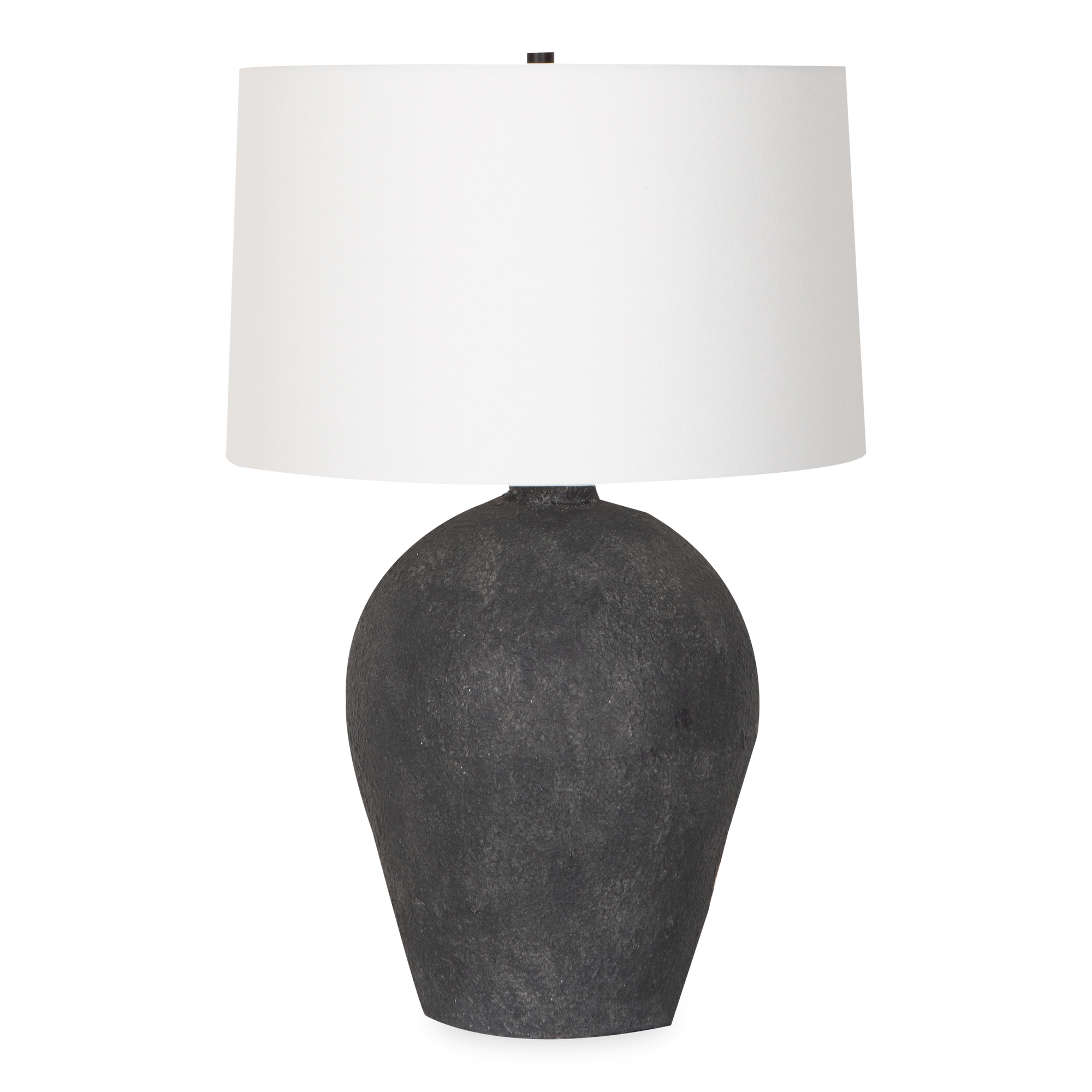 A sophisticated way to illuminate a room all while adding sculptural beauty to your home decor, the Leigh Table Lamp contrasts a dark textured base with a crisp lampshade.
