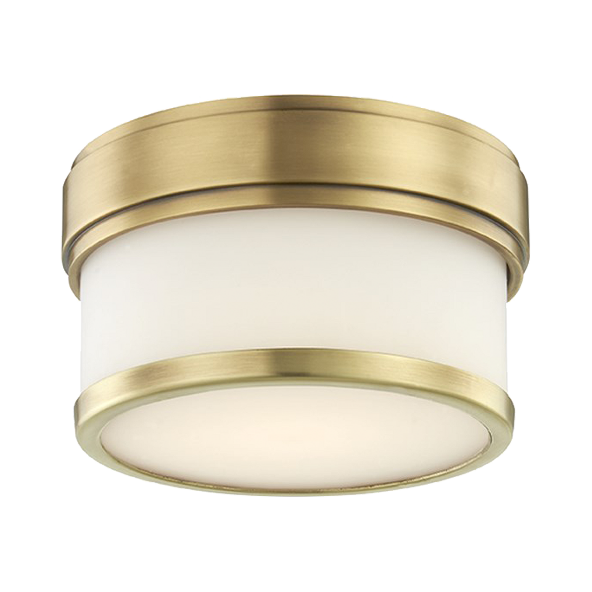 Thick bands along the canopy and the edge of the diffuser create a balanced sense of proportion in this LED flush mount.
