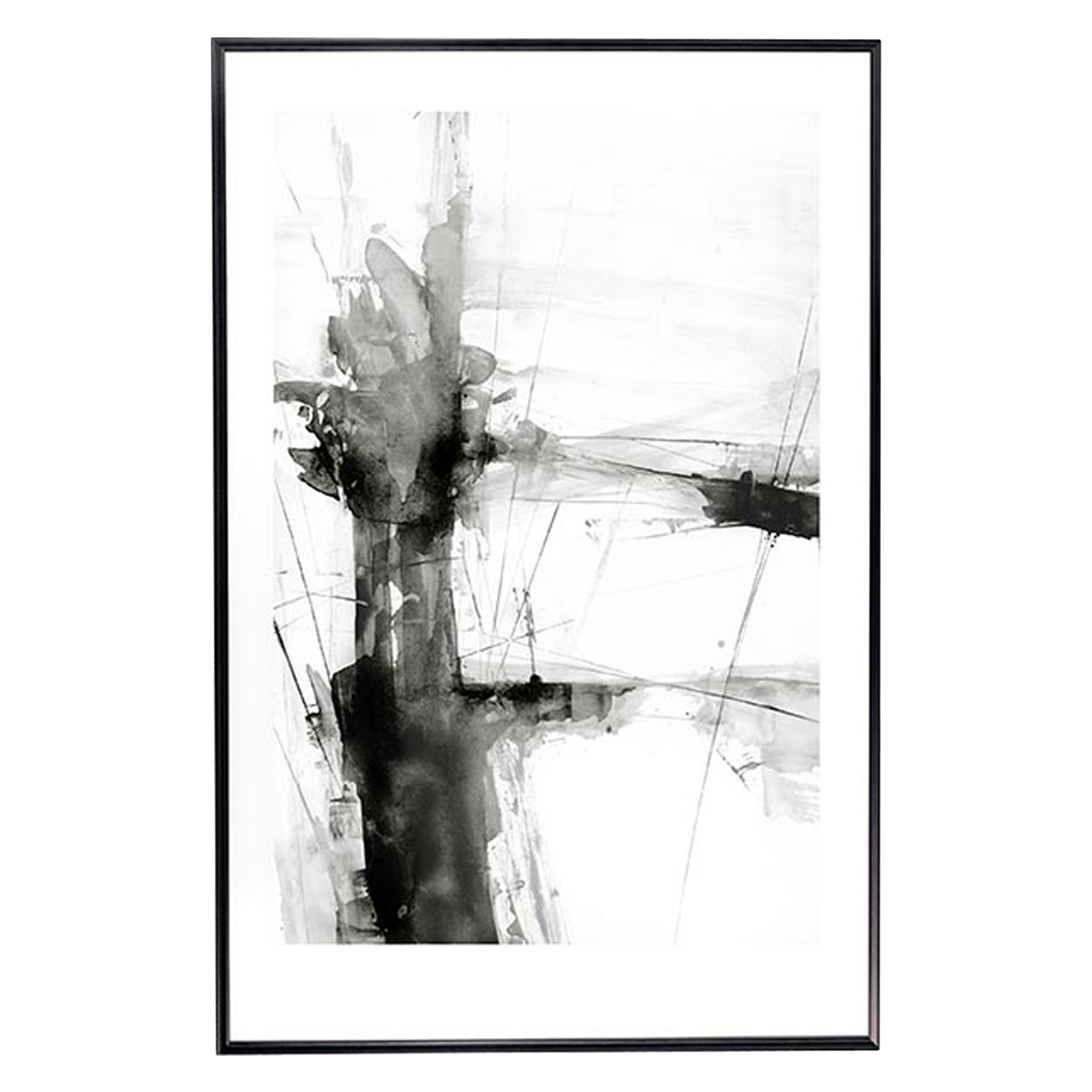 An intriguing black and white abstract piece capturing modern movement and a minimalist aesthetic.