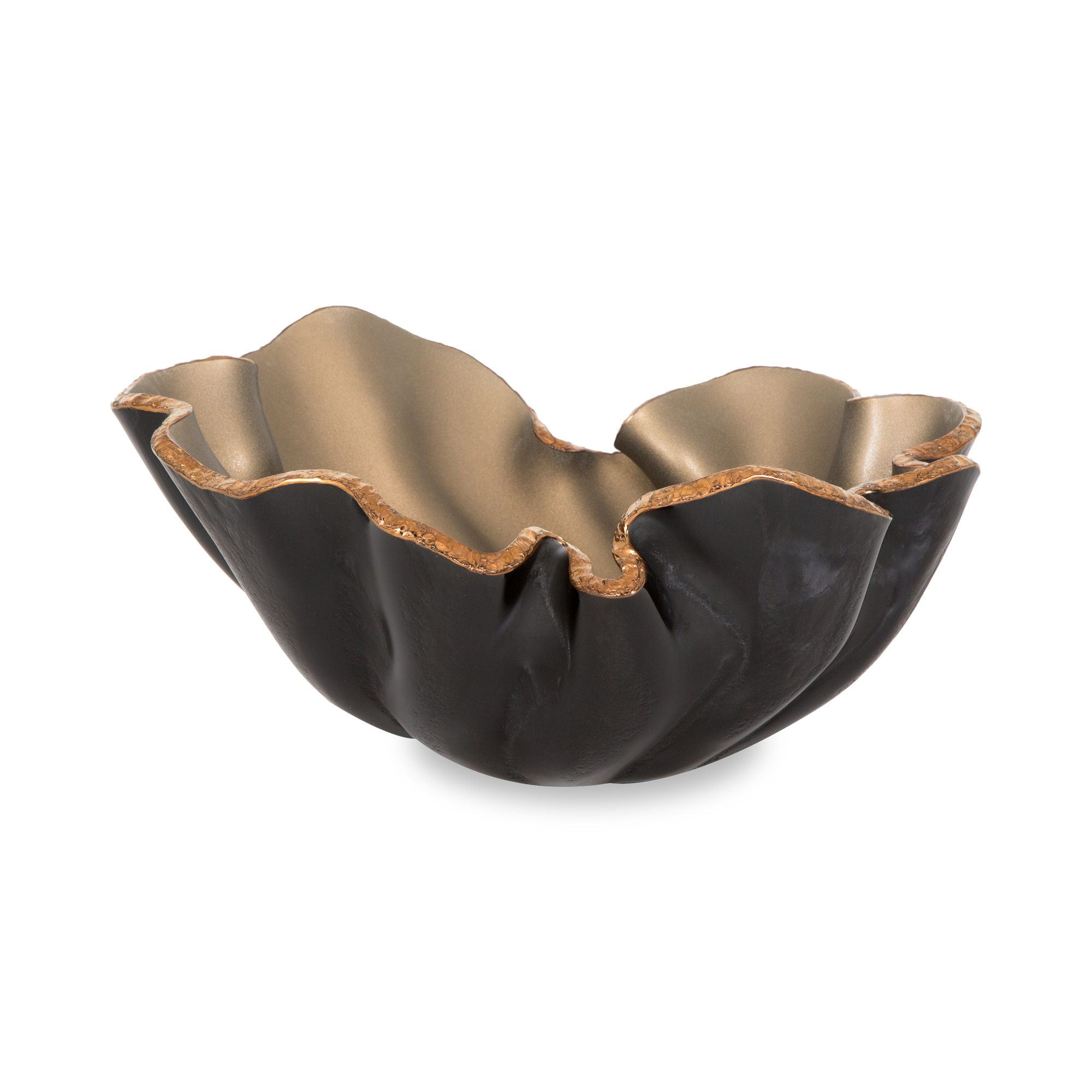 Handmade in Brazil, this elegant glass bowl colored with mica minerals and gold components.
