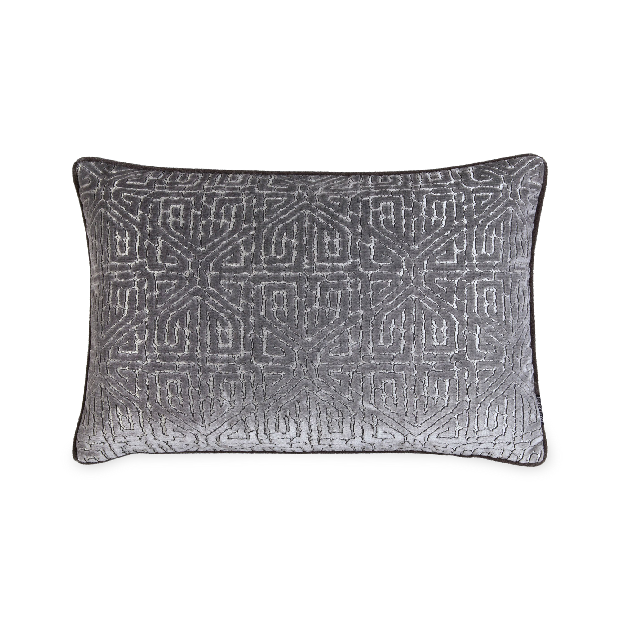 The Maze Pillow features an Aztec labyrinth pattern on the finest viscose velour.