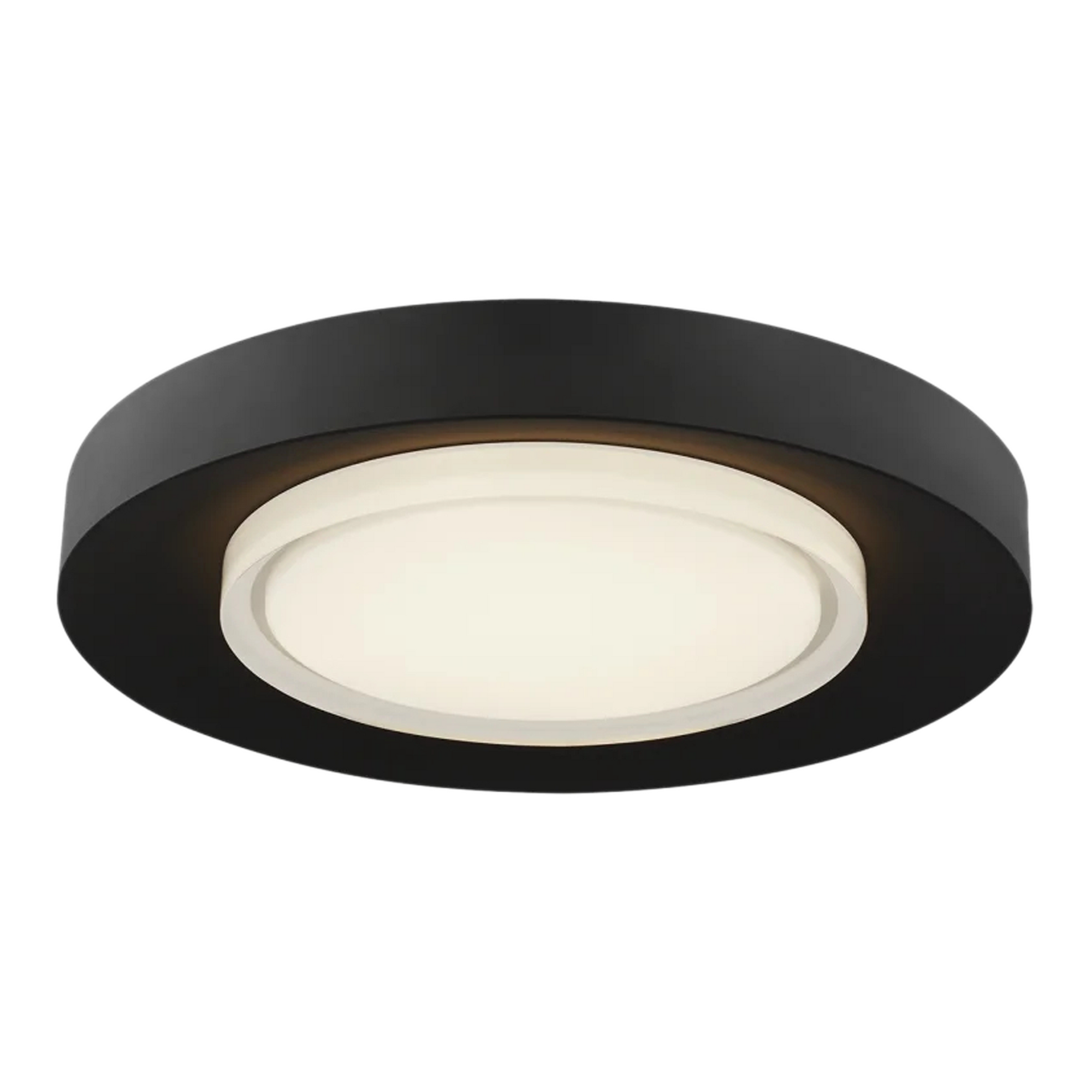 The Hilo Flush Mount brings a beautiful luminescent look to any space, with its dark body and bright white shine.