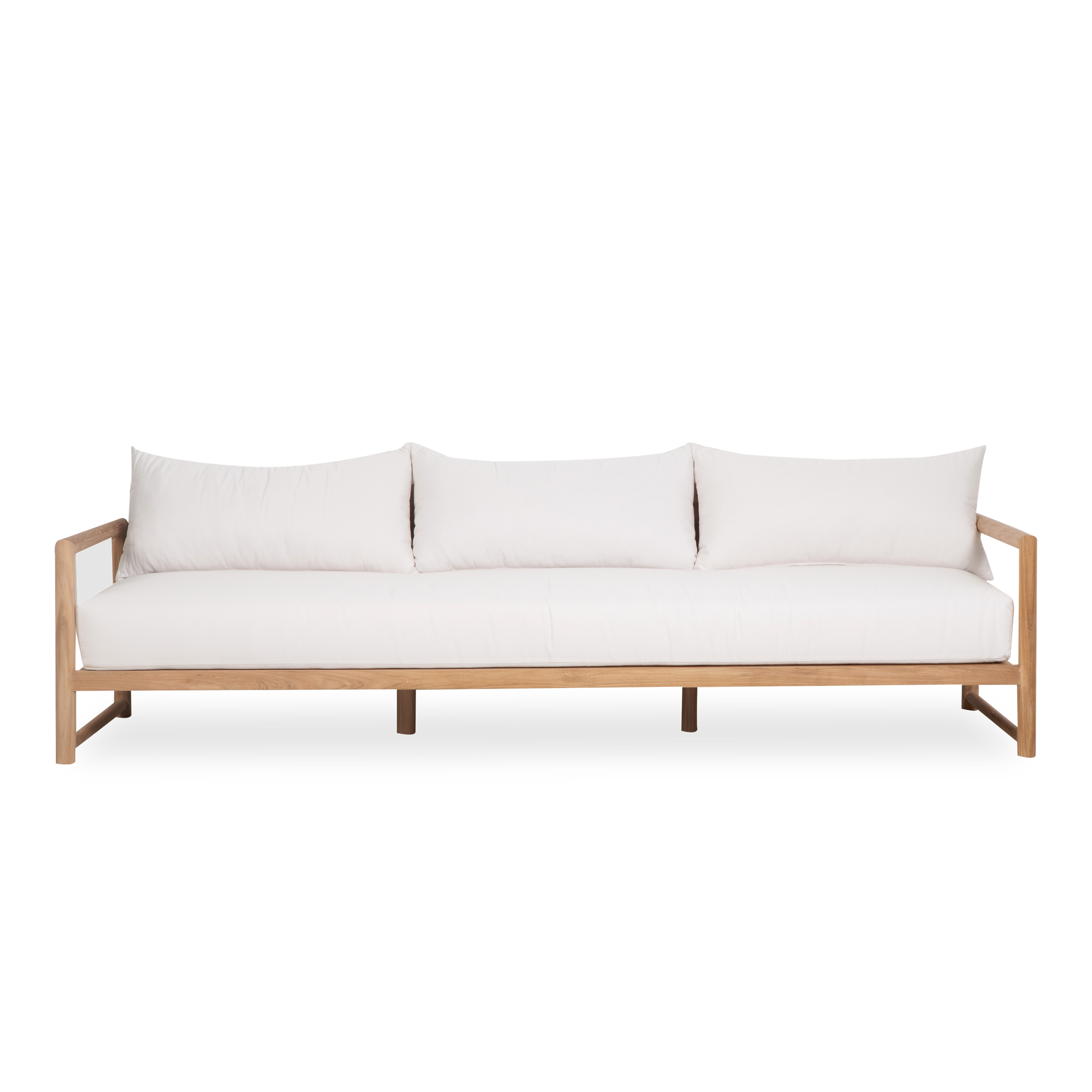 Balancing a modern aesthetic with alluring design, the Breeze XL Teak Sofa sets the tone for laidback outdoor lounging.