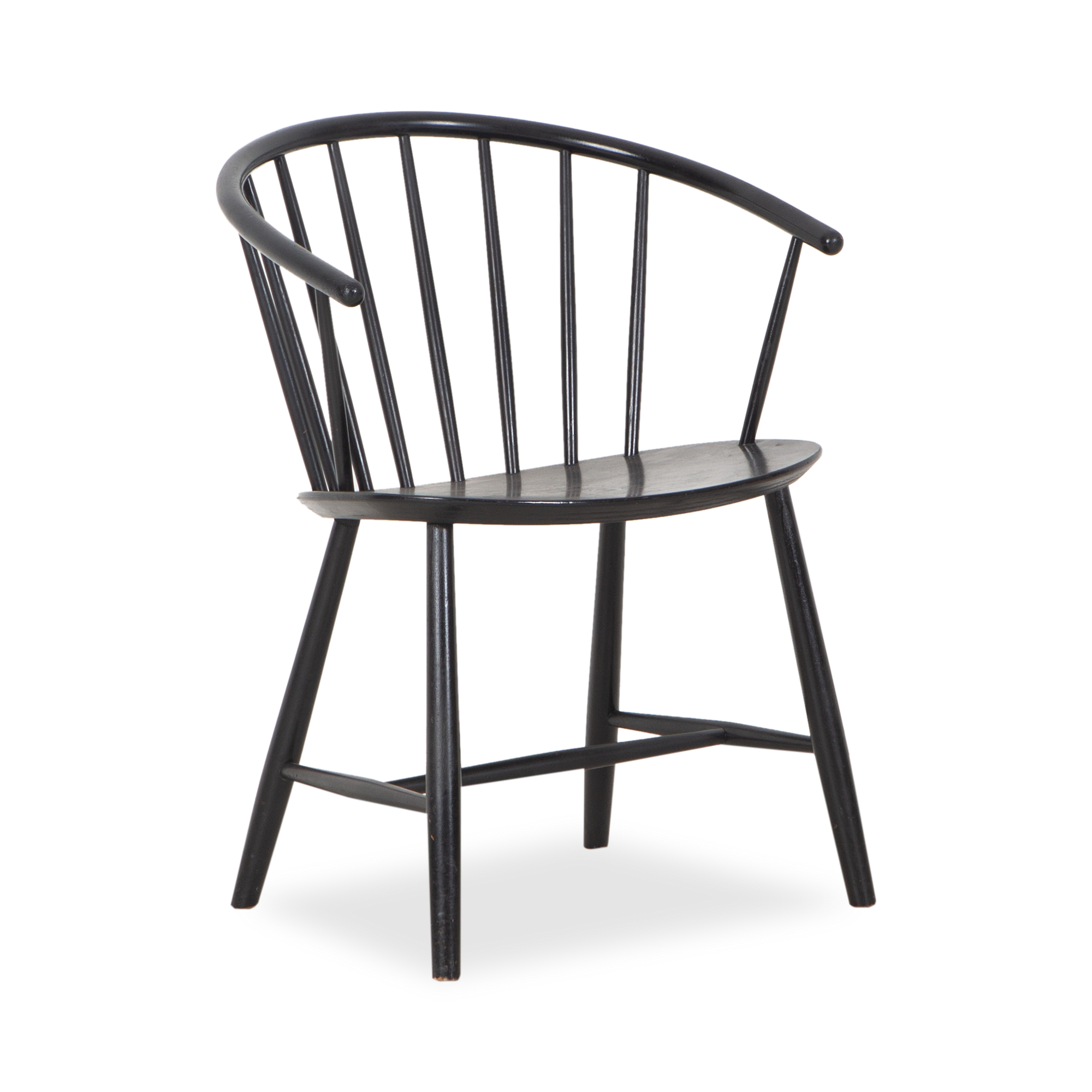 An iconic spindle-back piece, this vintage J64 Chair was designed by Ejvind Johansson and manufactured by Fredericia Stolefabrik, circa 1960s.