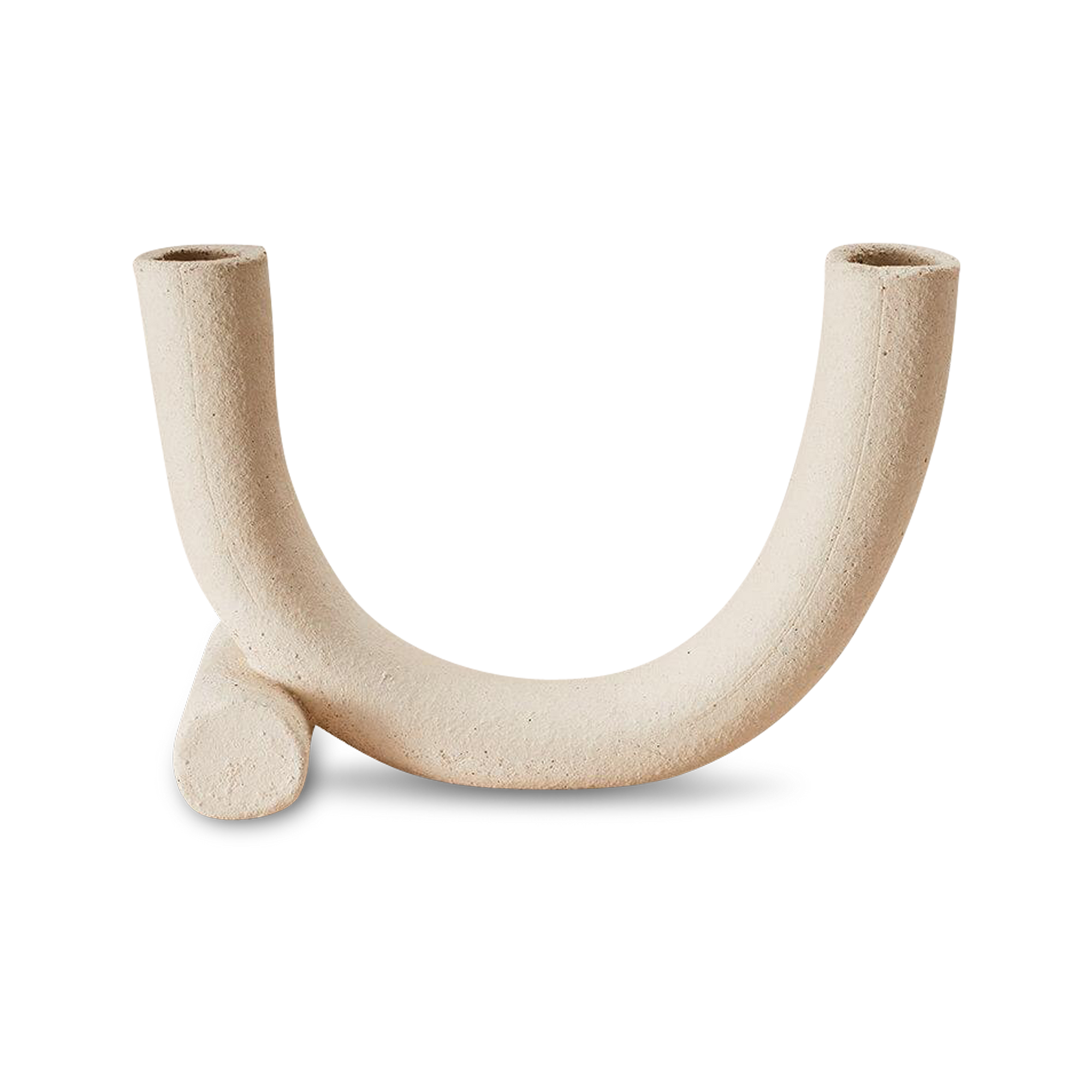 Crafted in raw ceramic, this candleholder can stand alone or intertwine with the Forevermore Dual Candleholder.