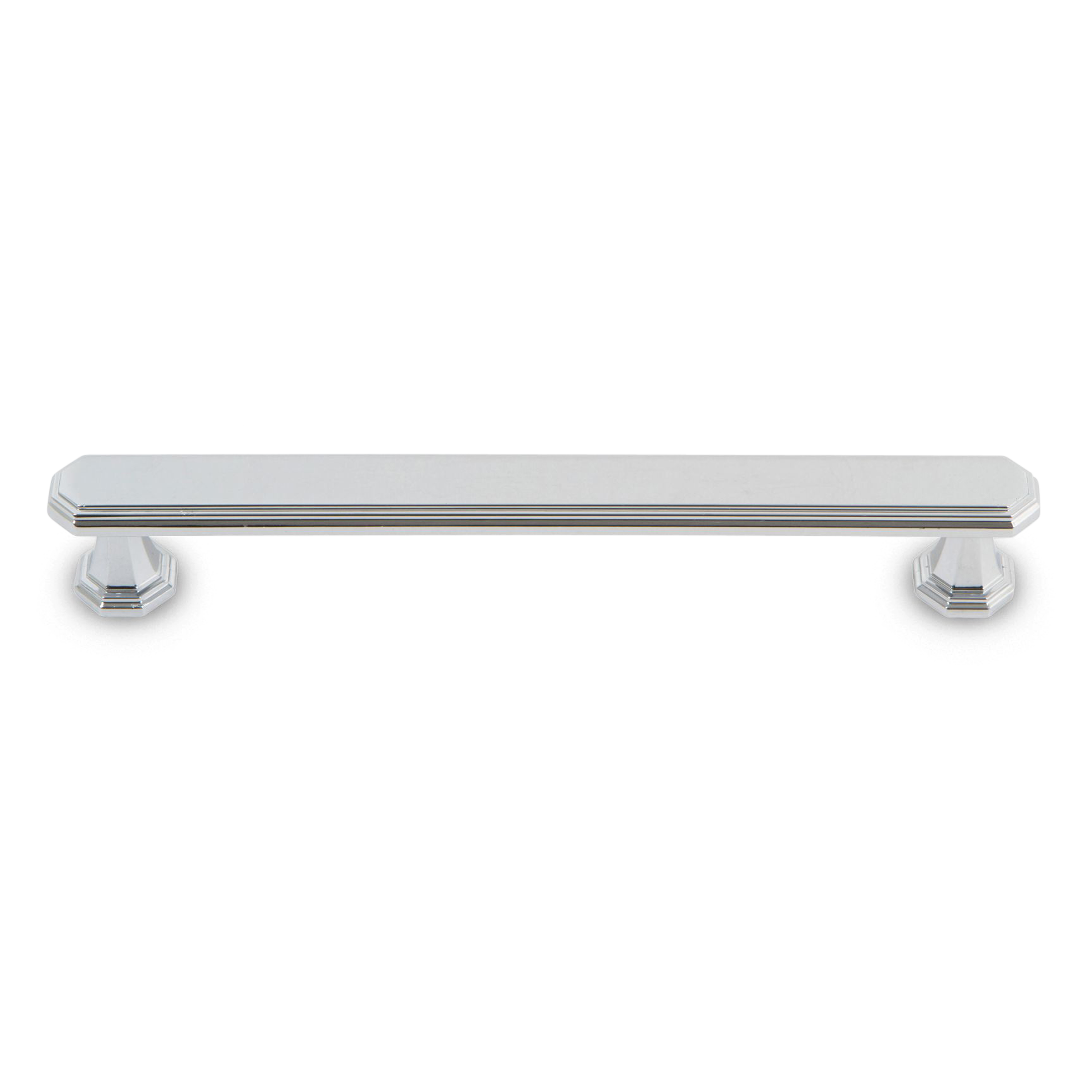 A sophisticated contemporary pull with ridged edges.