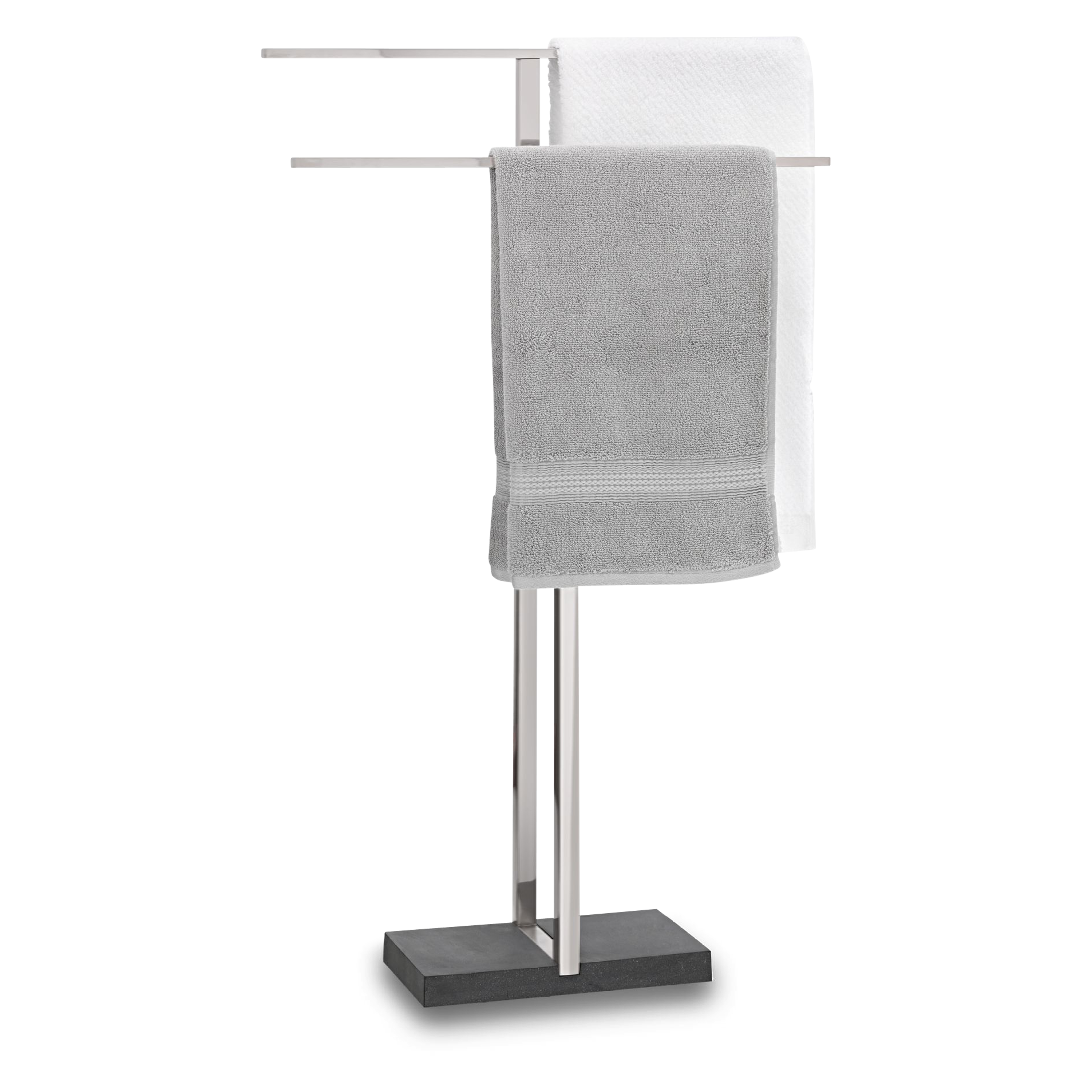 A hint of European elegance embodies this lush modern towel stand.