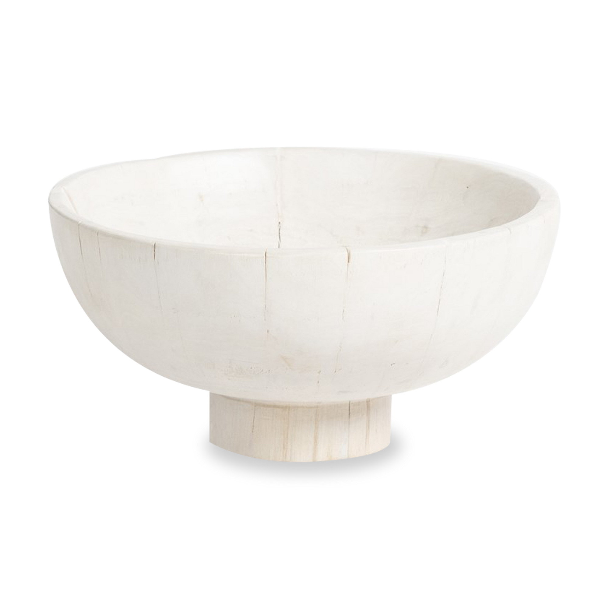 Made from mixed reclaimed woods and finished in an ivory white, the Turned Pedestal Bowl will bring an element of nature into your space.