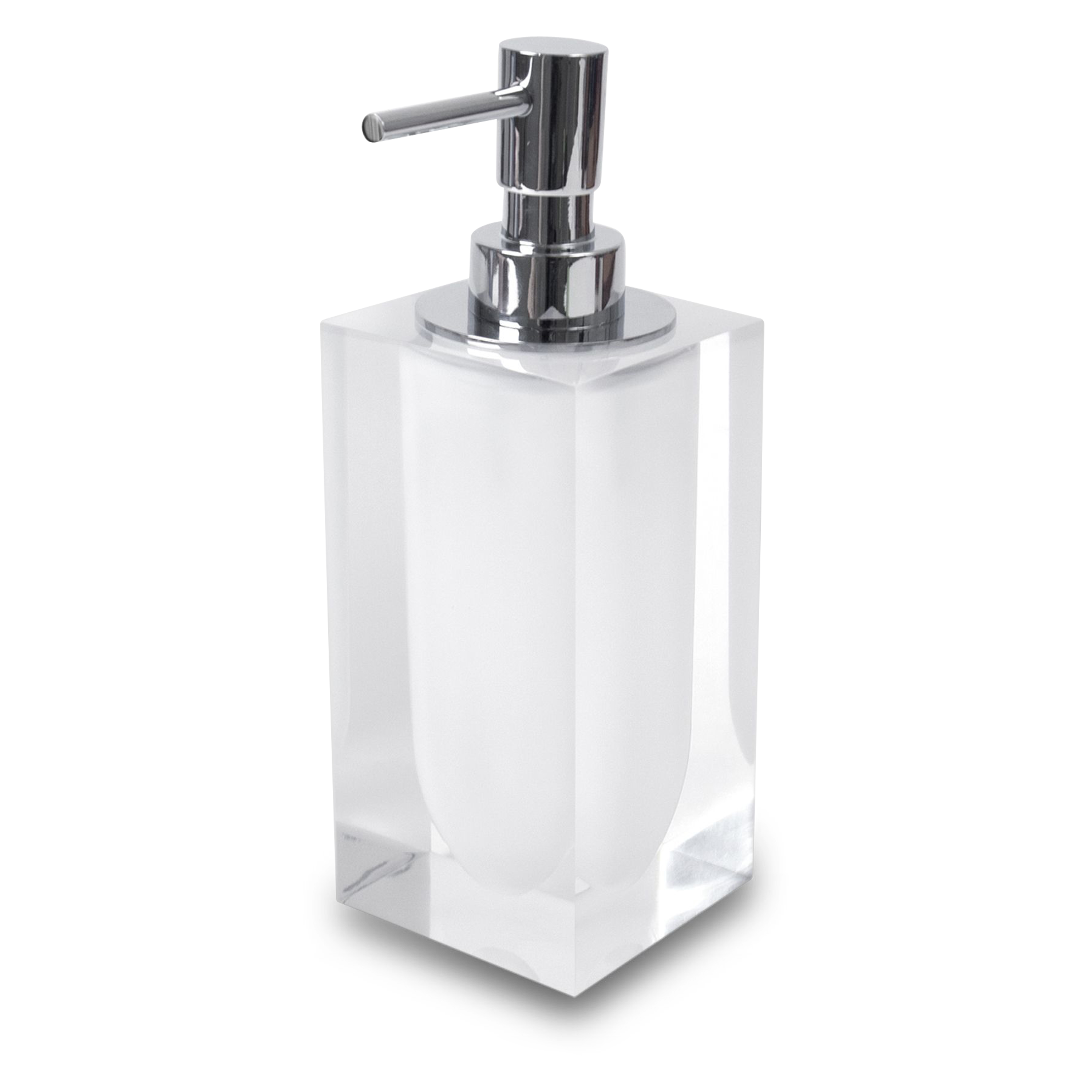A thick, acrylic bathroom essential with a frosted lozenge interior.