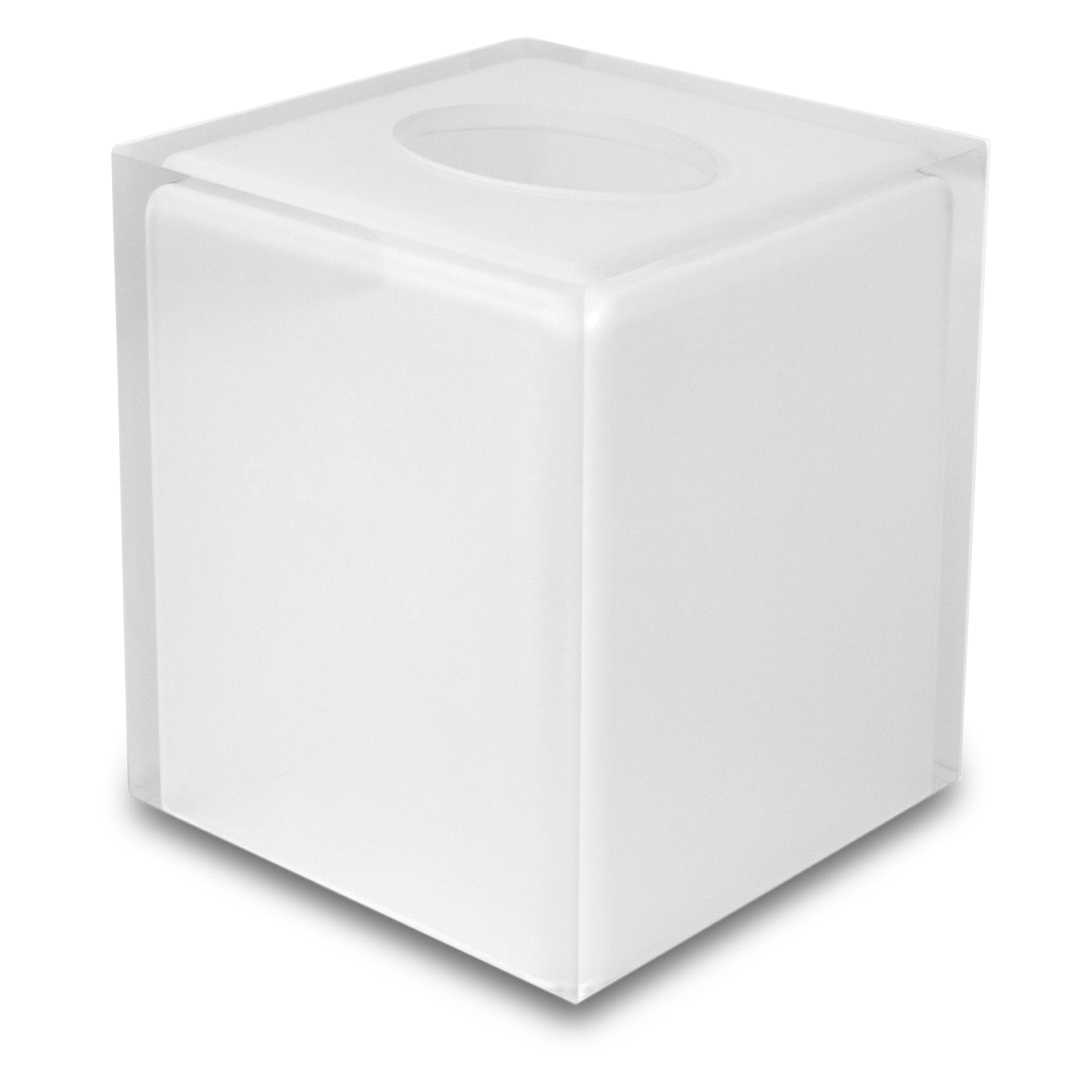 A thick, acrylic bathroom essential with a frosted lozenge interior.