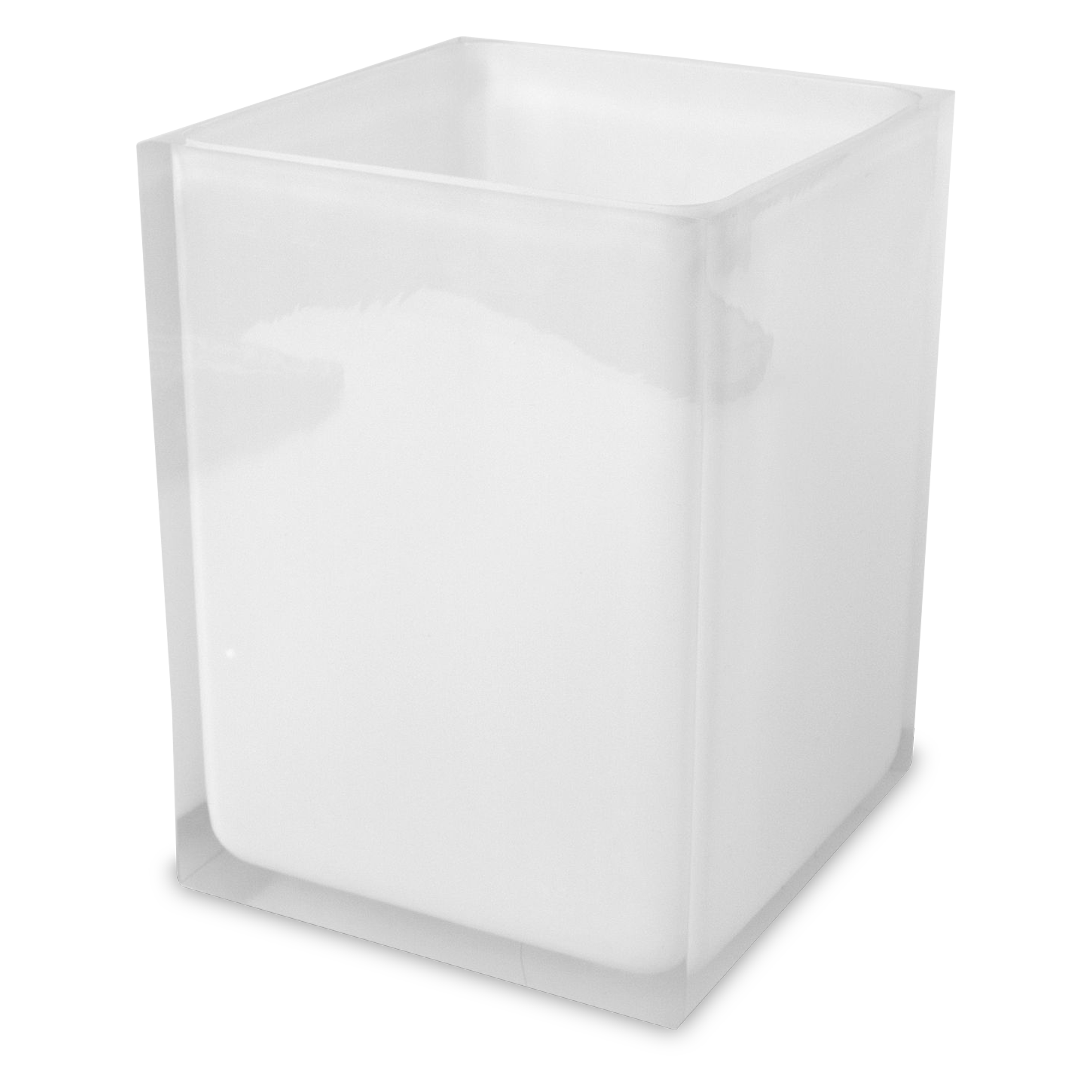 A thick, acrylic bathroom essential with a frosted lozenge interior.