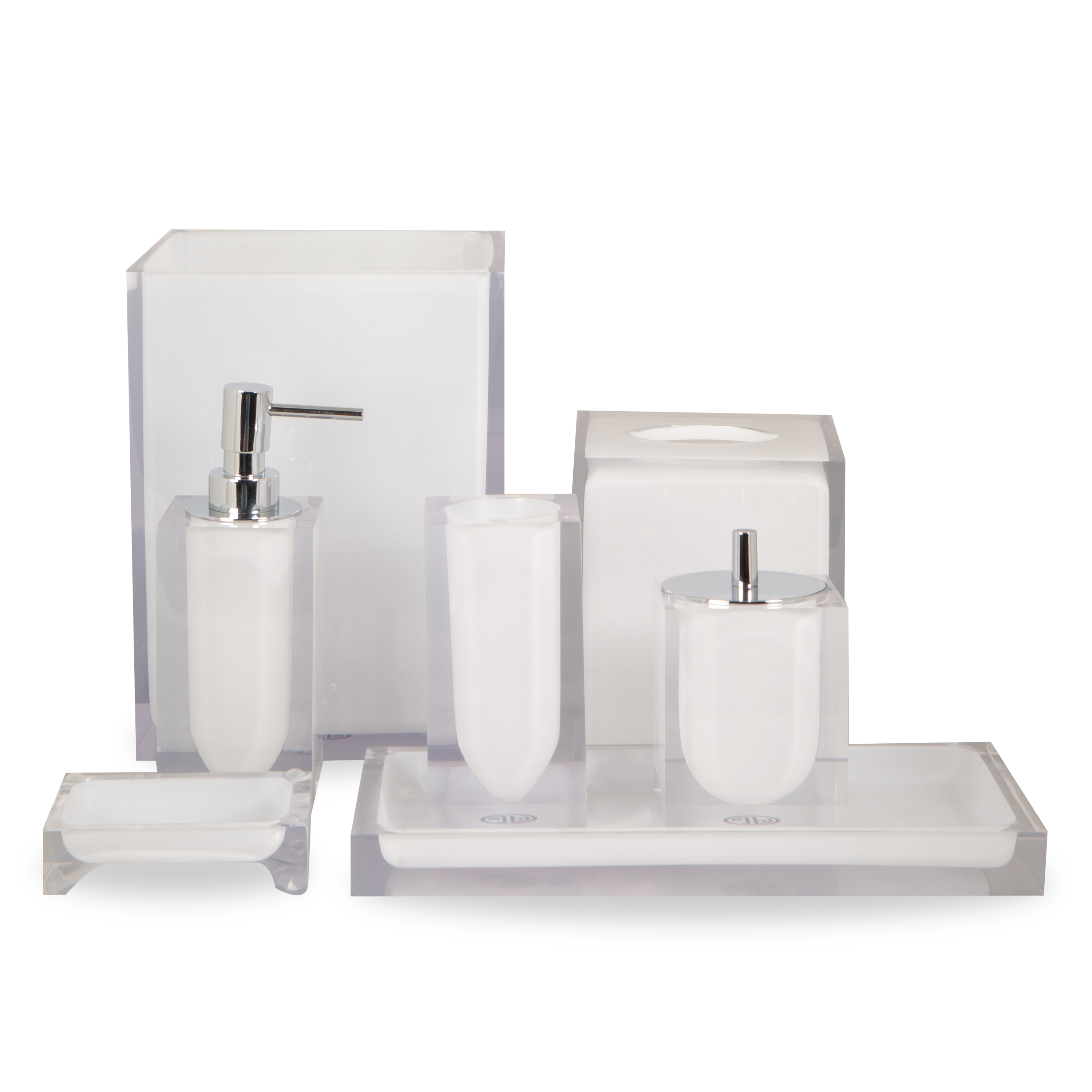 A thick, acrylic bathroom essential with a frosted lozenge interior.