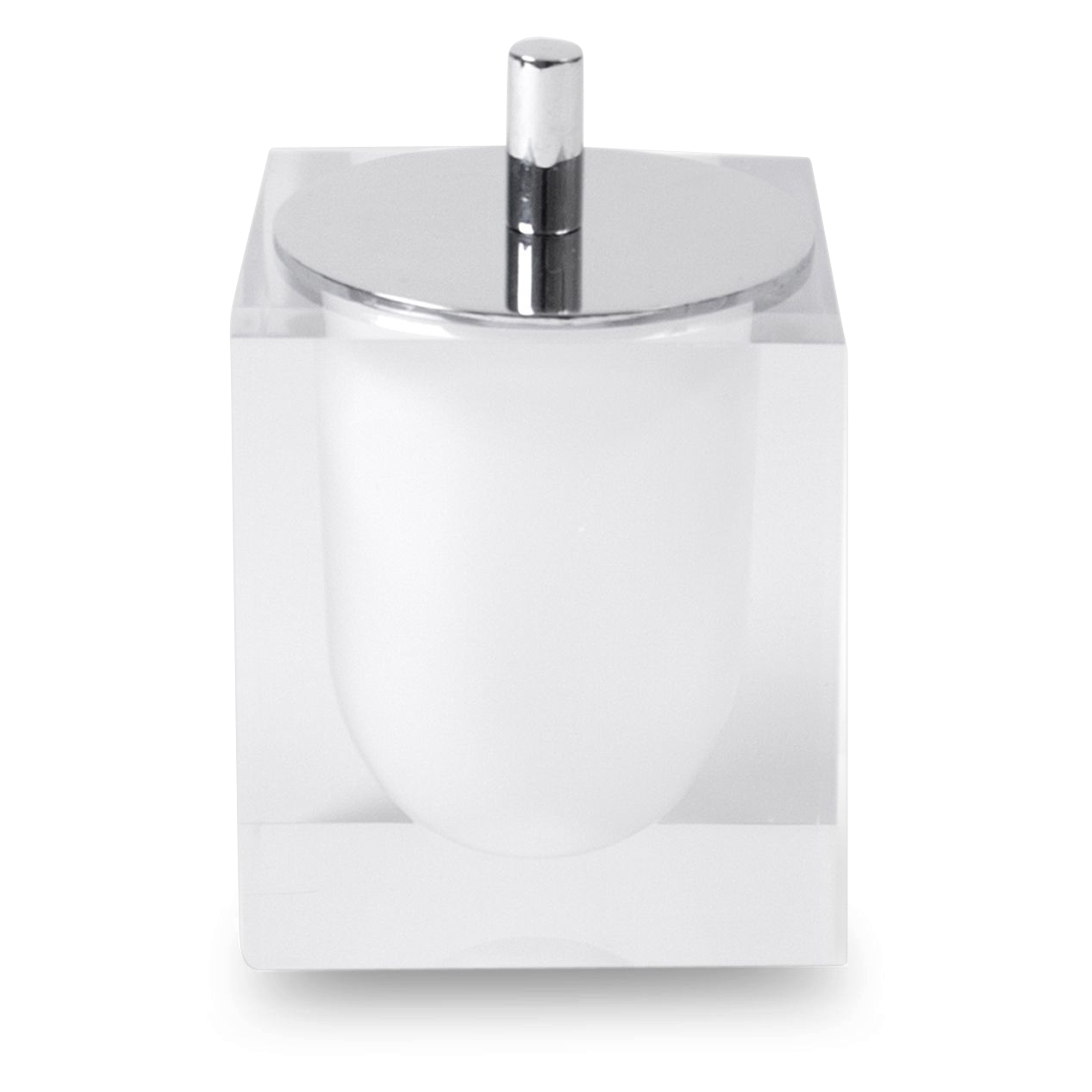 A thick, acrylic bathroom essential with a frosted lozenge interior.