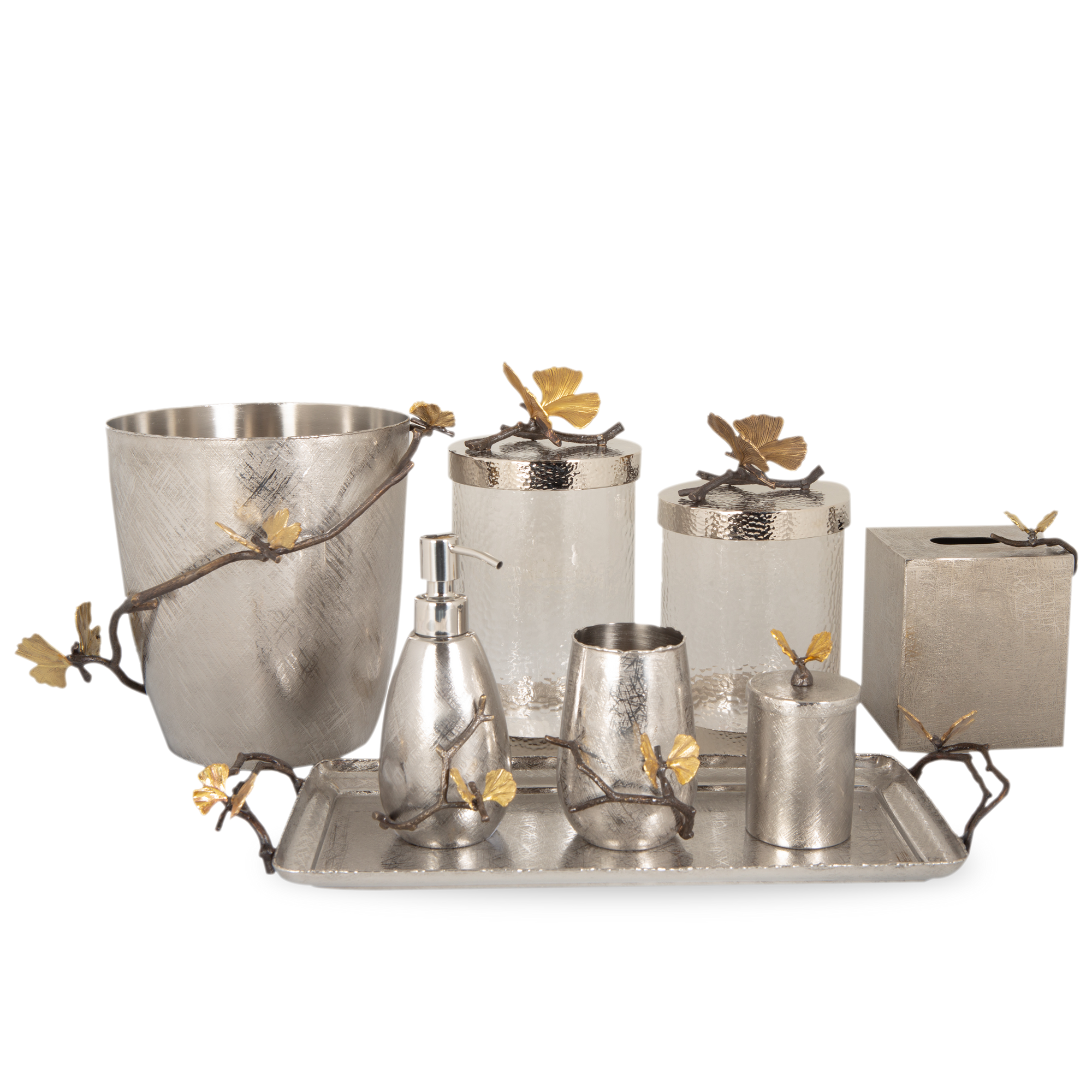The Butterfly Ginko Collection is inspired by the ginkgo tree's butterfly shaped leaves.