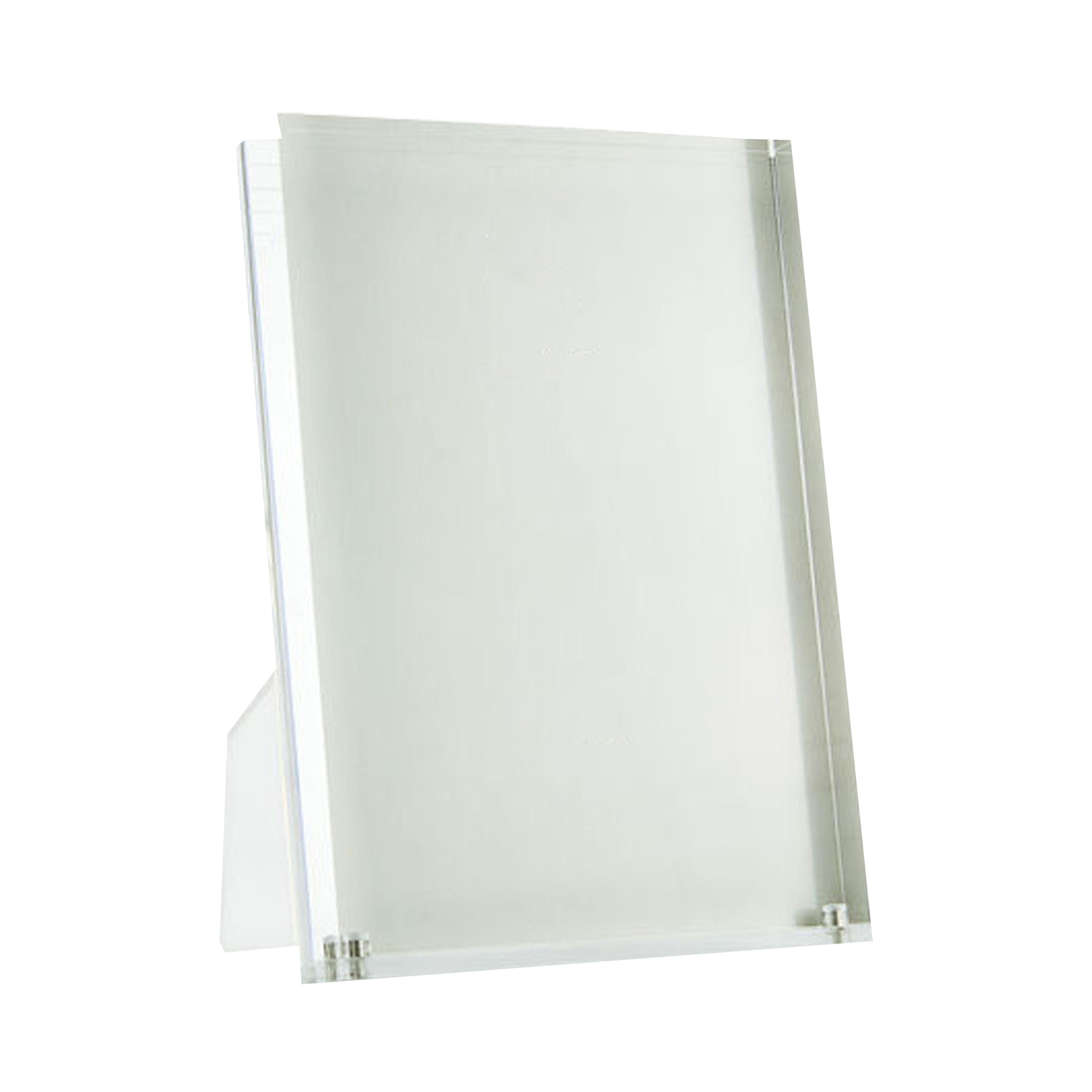 A simple clear acrylic frame that will add stylish flair to any setting.
