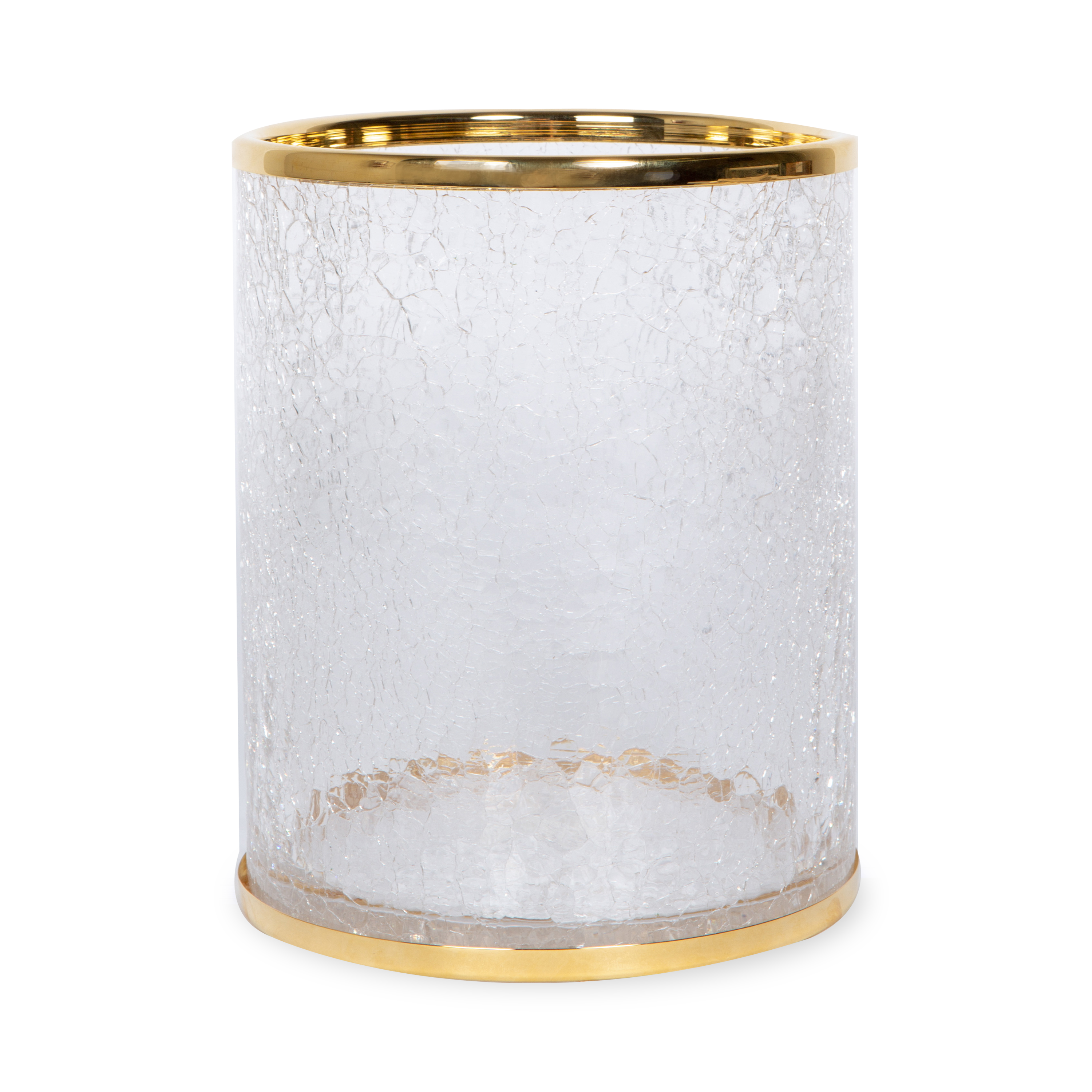 The Cracked Accessories collection features delicate cracked glass with polished gold details.