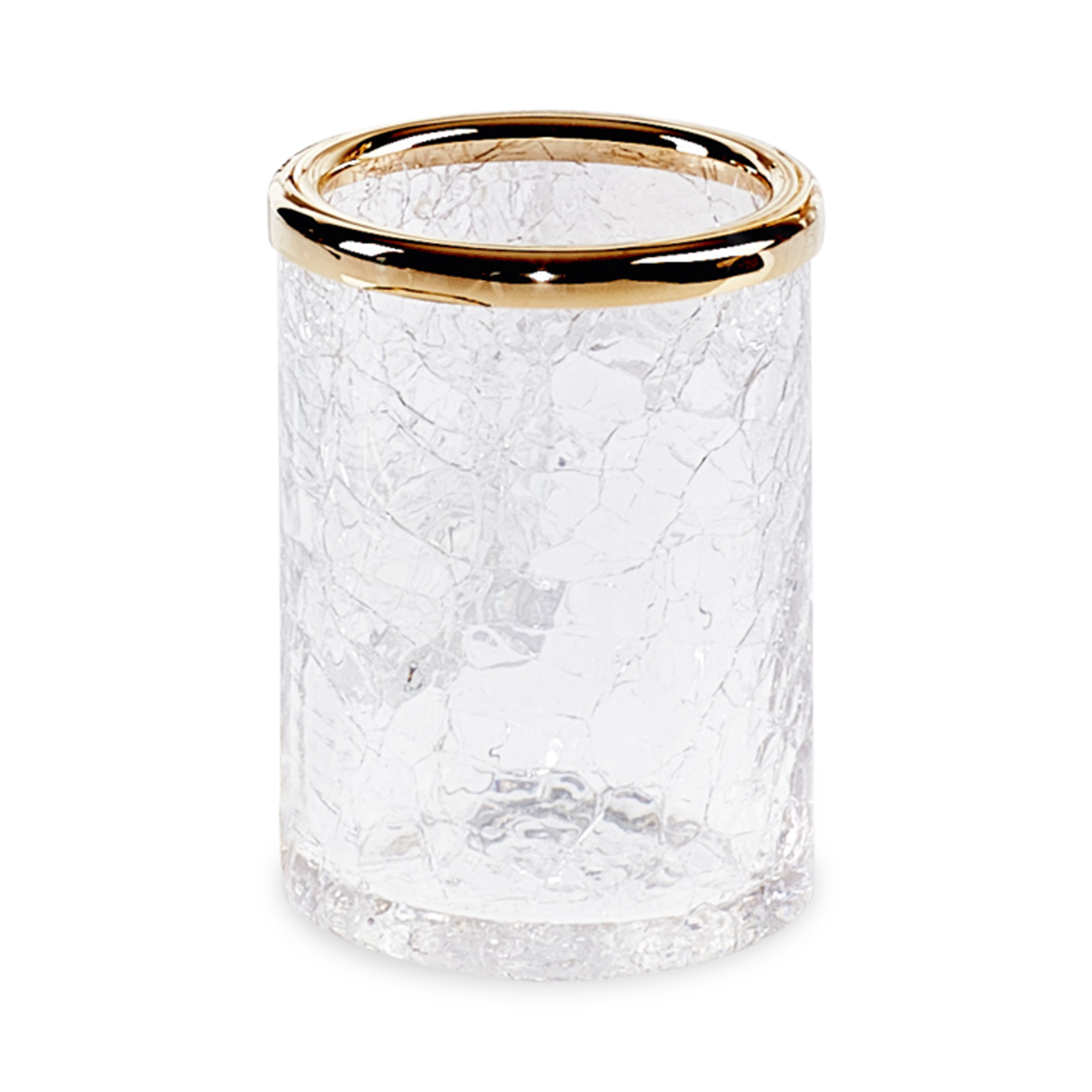 The Cracked Accessories collection features delicate cracked glass with polished gold details.