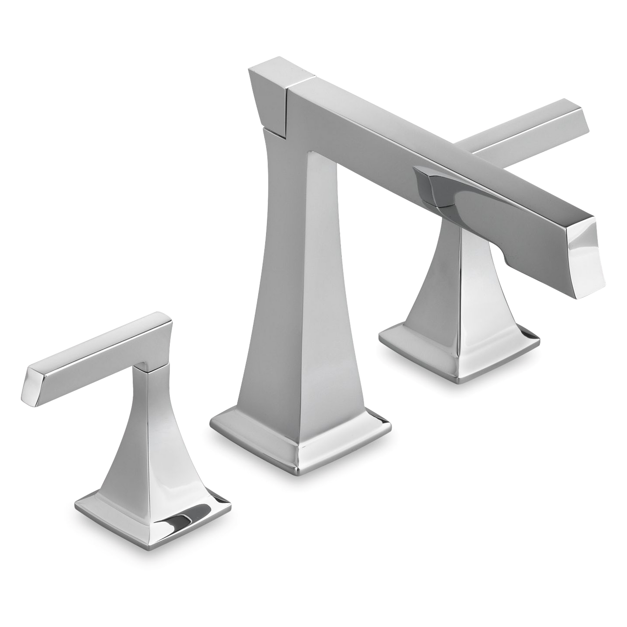 A widespread faucet with two lever handles.