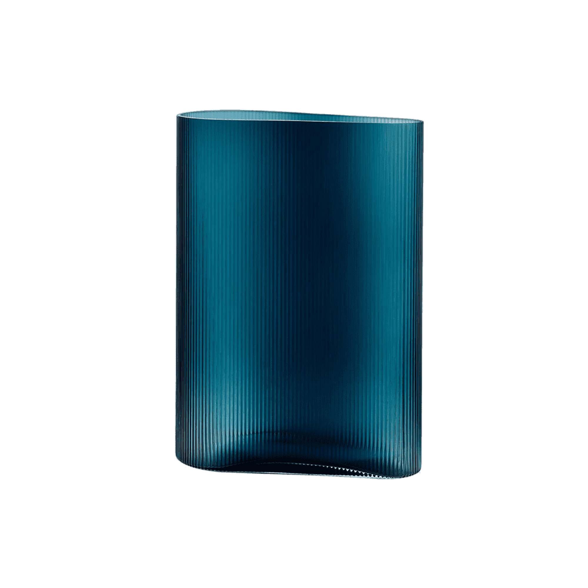 The Mist Vase in petroleum is made in an extraordinary clear yet corrugated glass.