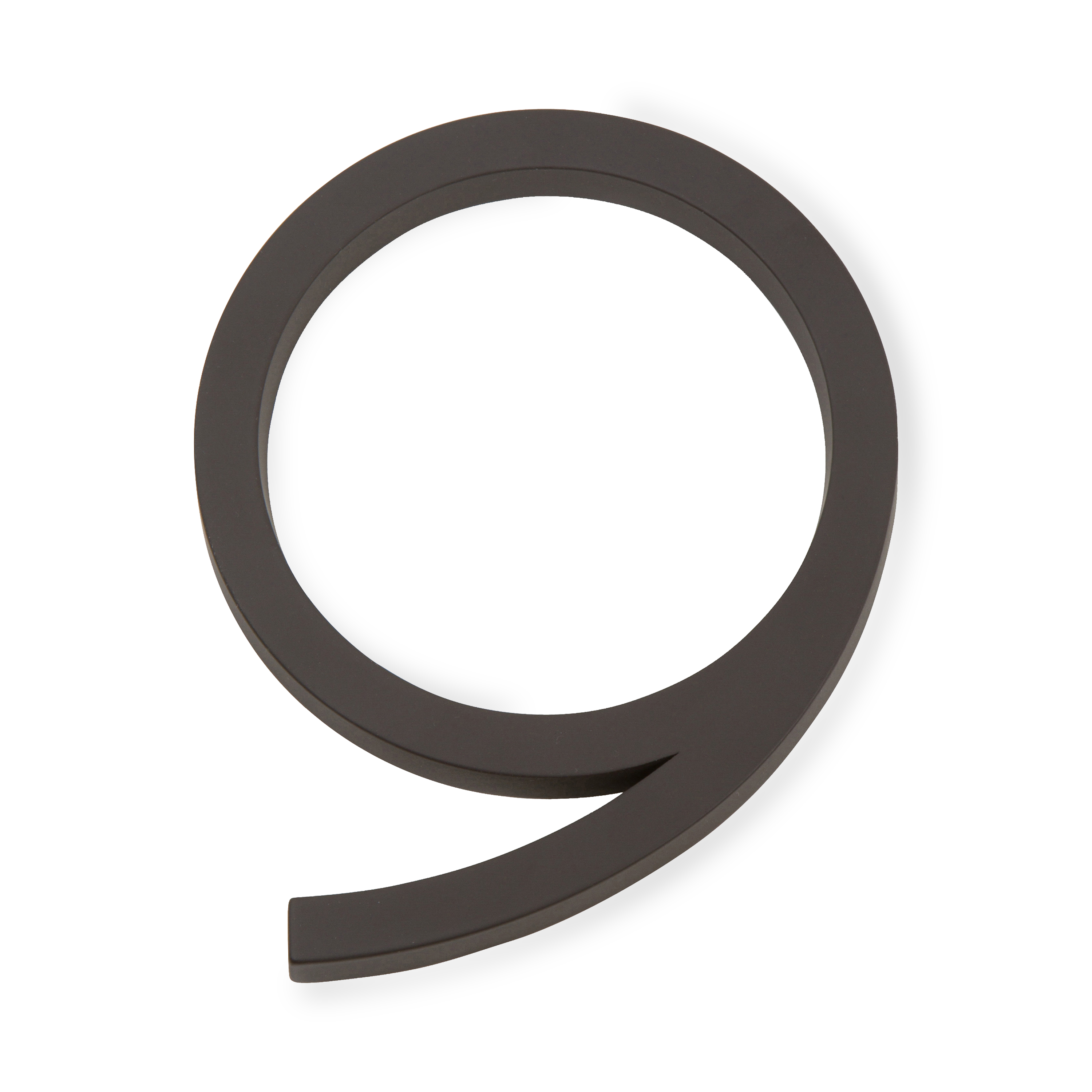 A seamless oil rubbed bronze house number written in a narrow and modern font.