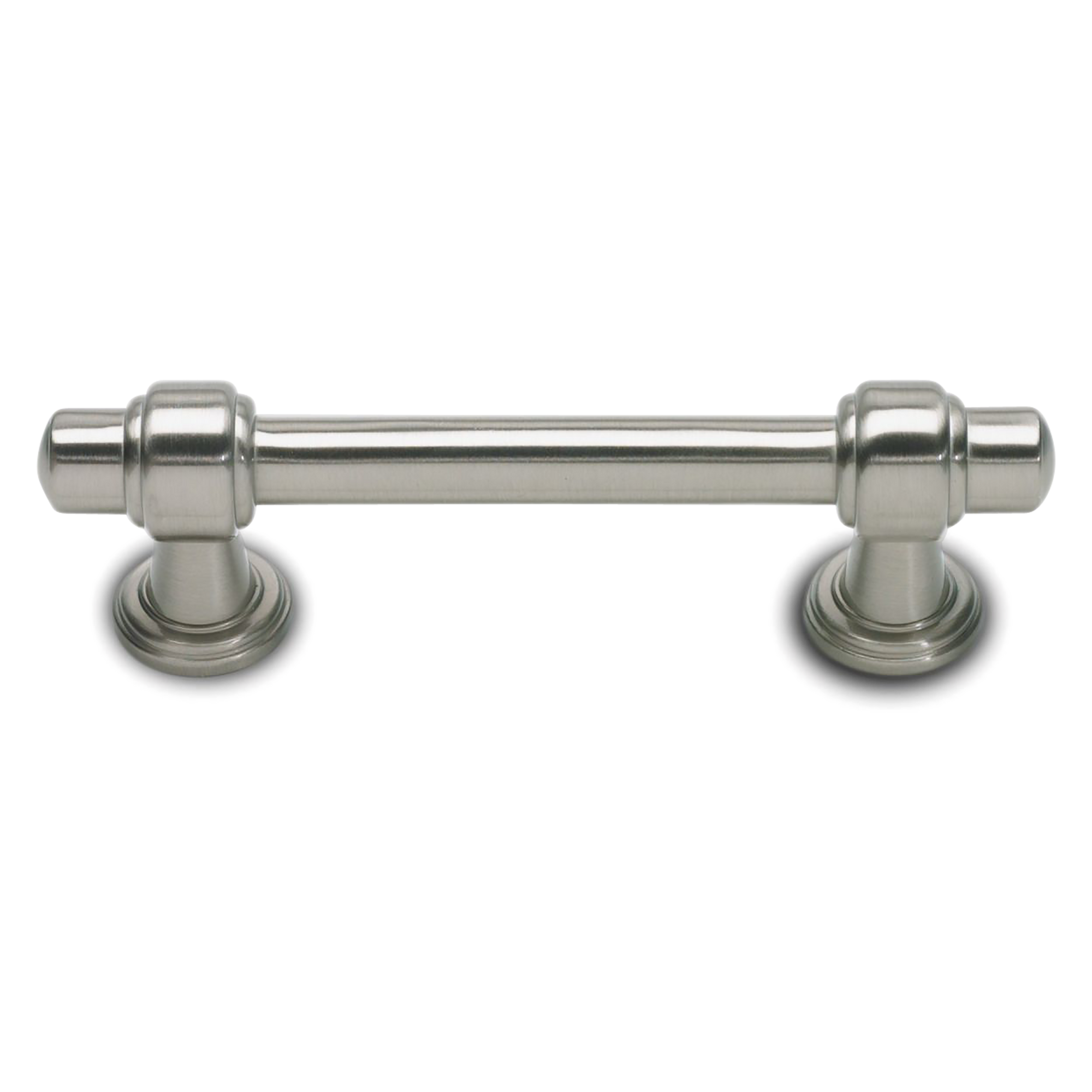A contemporary pull with edged bar and handle details.